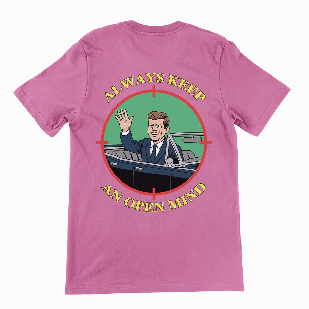 Always Keep an open mind JFK T-Shirt (backprint) - Image 2