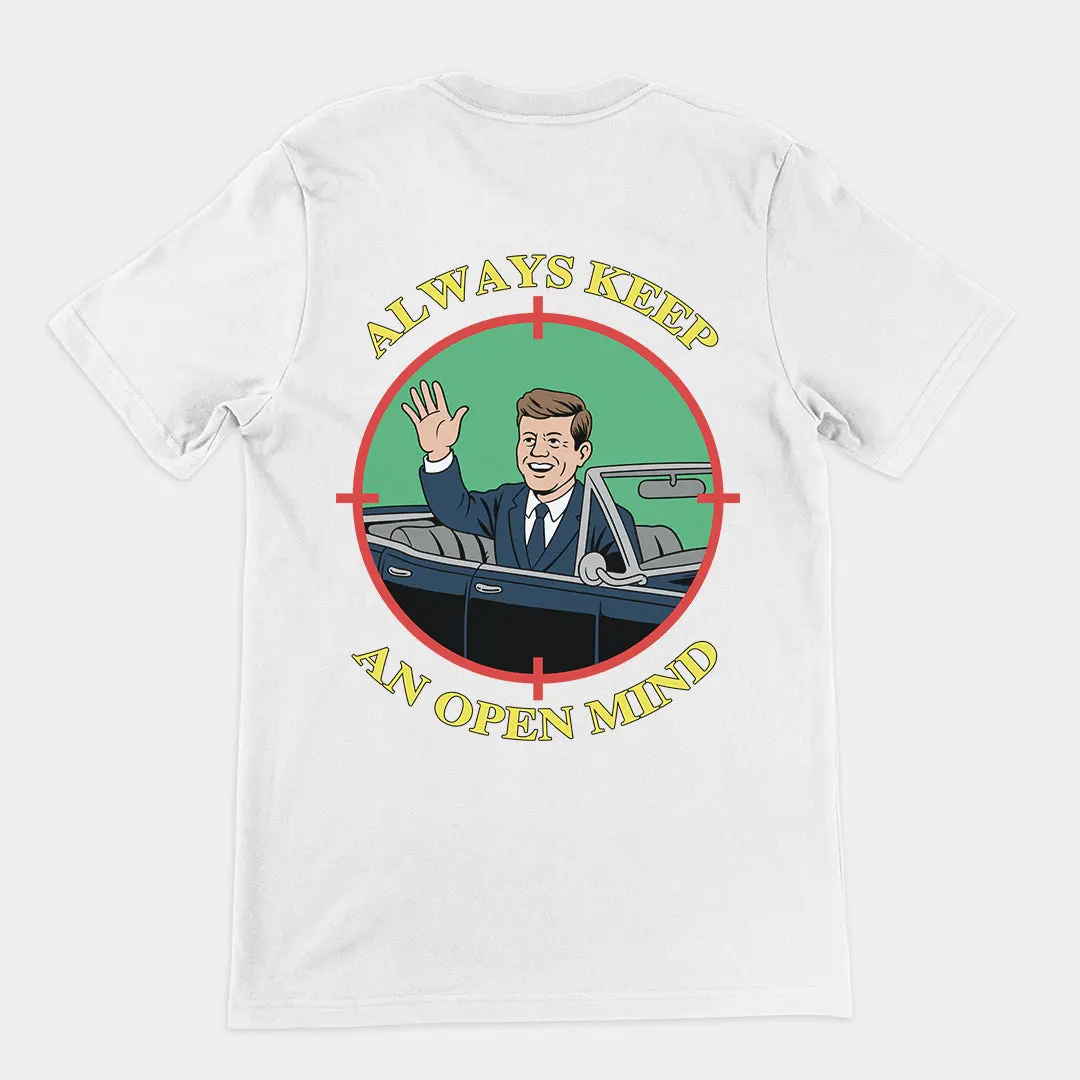 Always Keep an open mind JFK T-Shirt (backprint) - Image 6