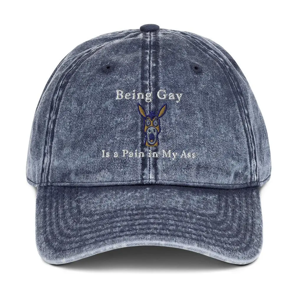 Being Gay is a Pain in my ass Vintage Cotton Twill Cap - Image 7