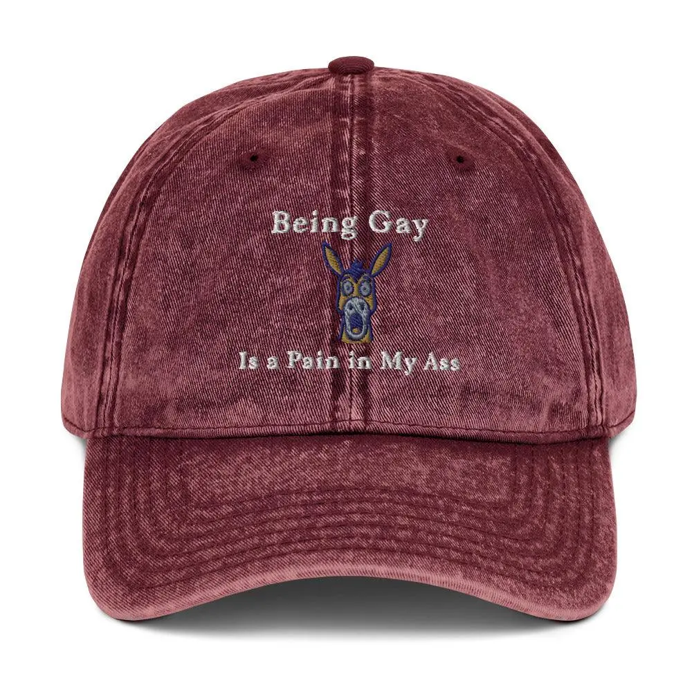Being Gay is a Pain in my ass Vintage Cotton Twill Cap - Image 8