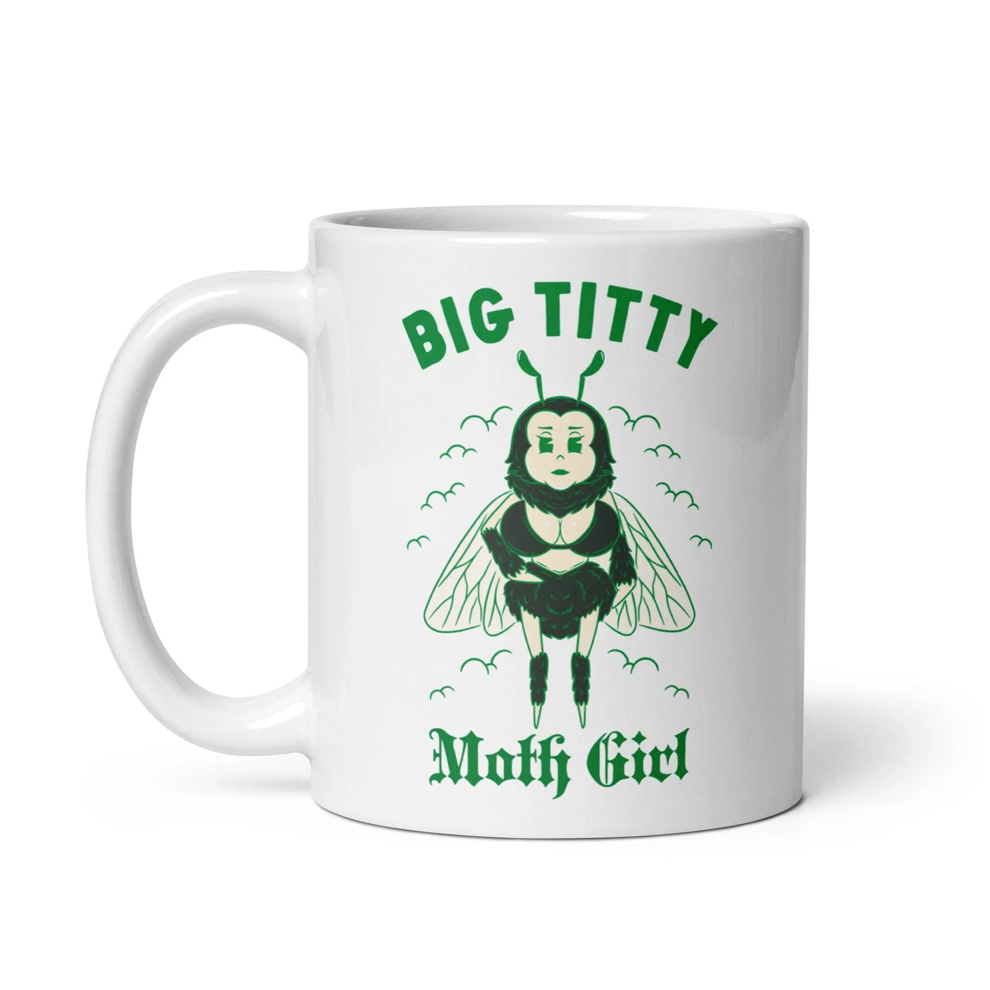 Big Titty Moth Girl White glossy mug - Image 3