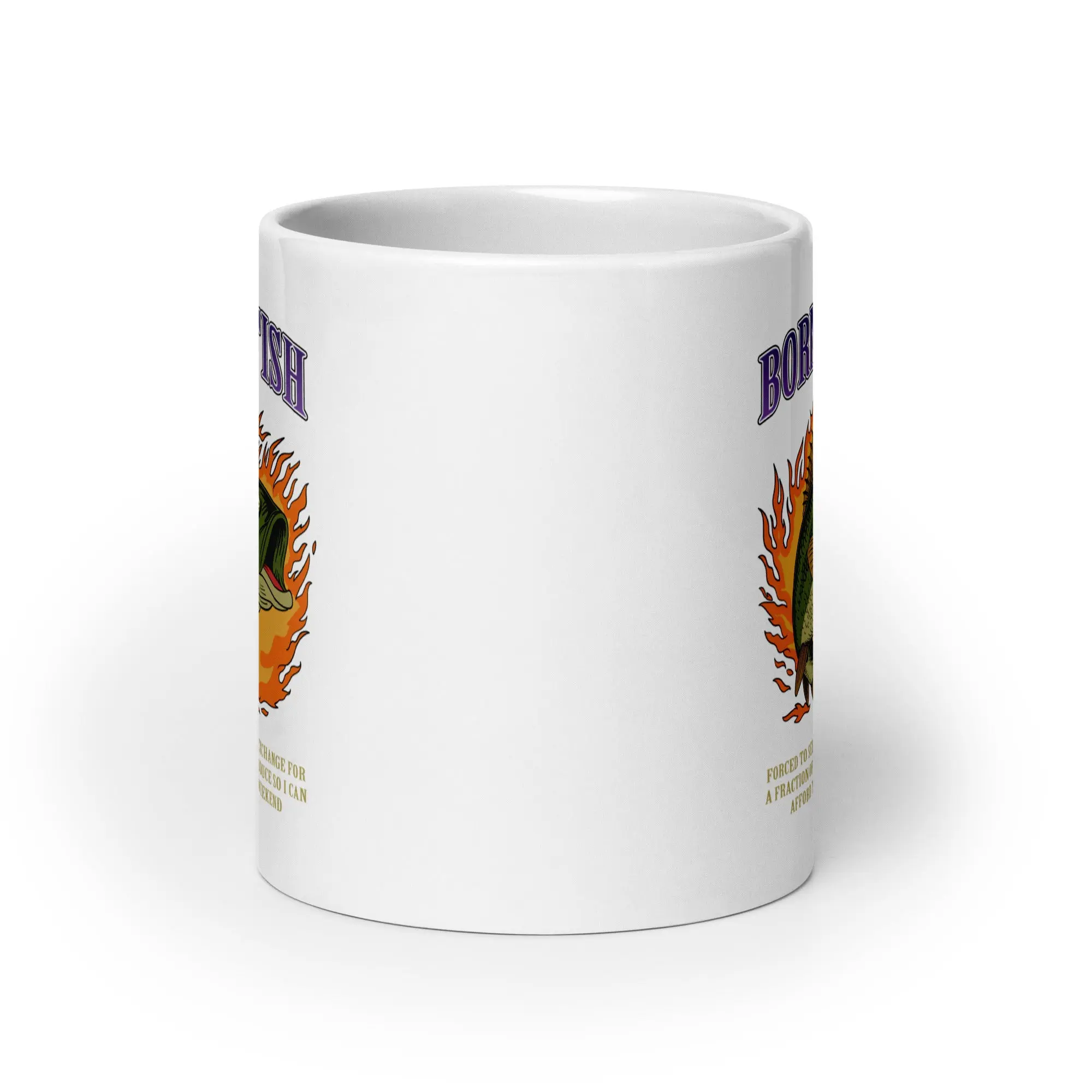 Born to Fish Forced to Sell my Labor White glossy mug - Image 8
