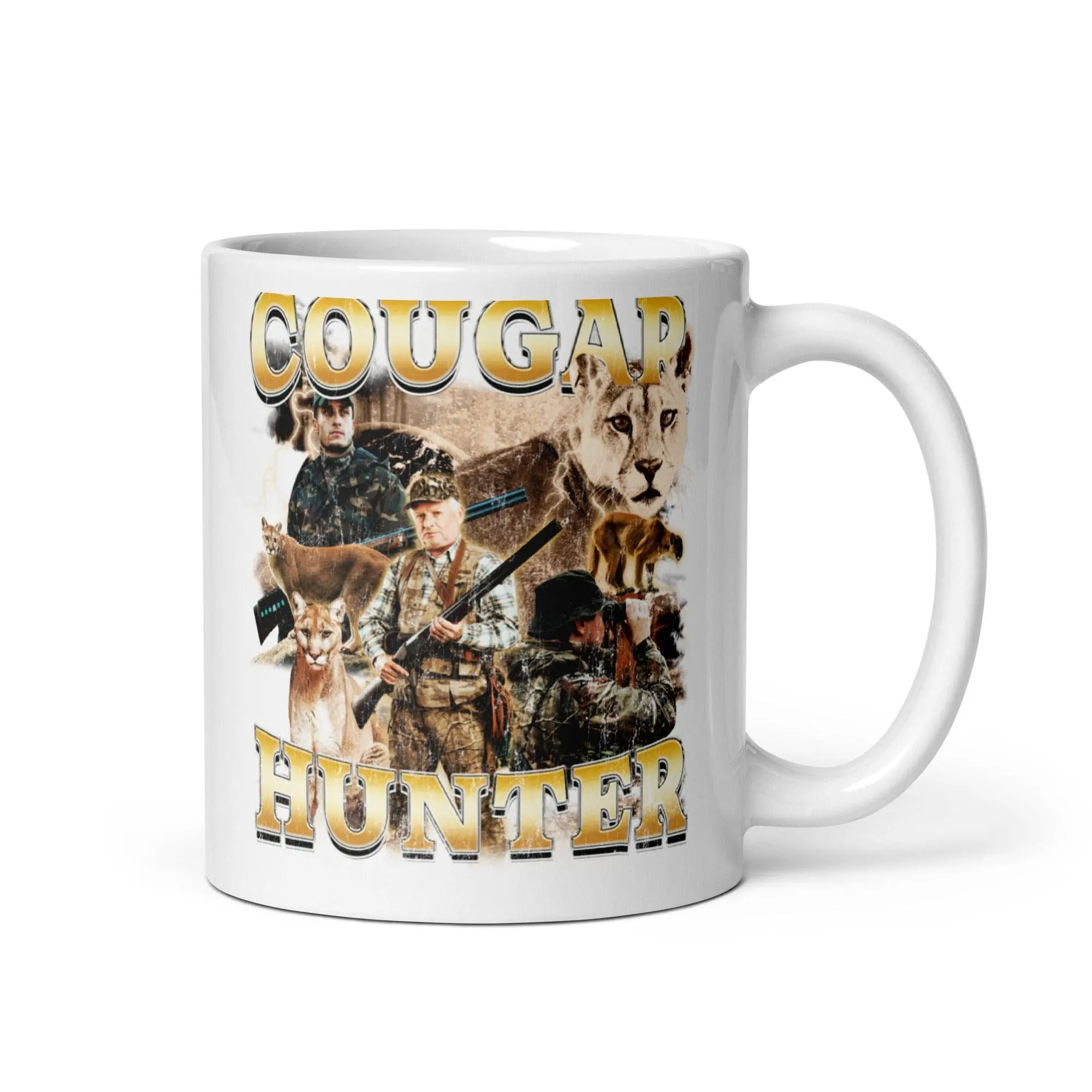 Cougar Hunter White glossy mug - Image 2