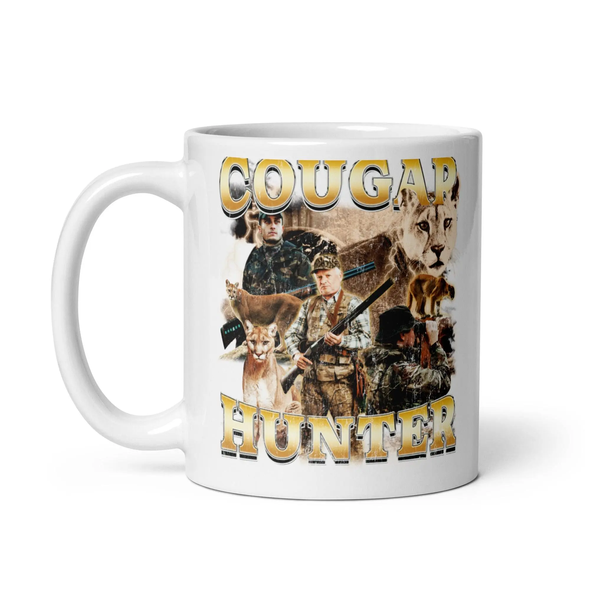 Cougar Hunter White glossy mug - Image 3