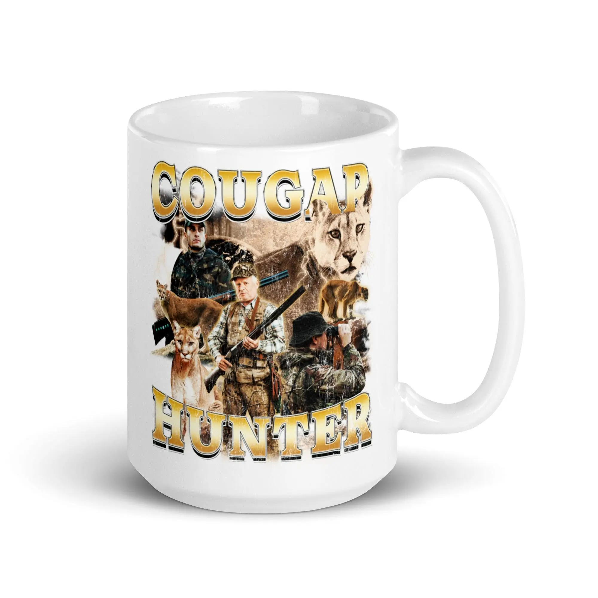 Cougar Hunter White glossy mug - Image 6