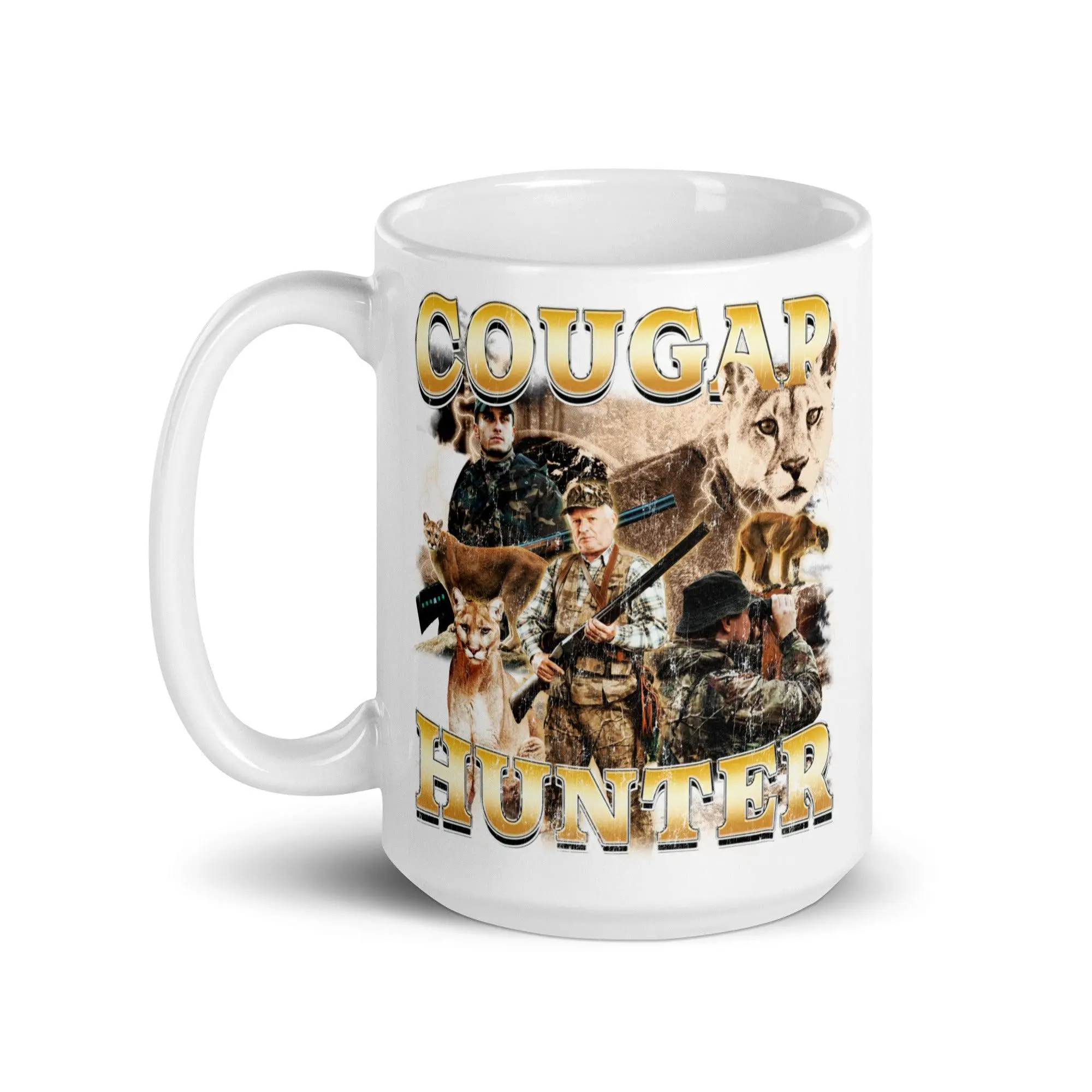 Cougar Hunter White glossy mug - Image 7