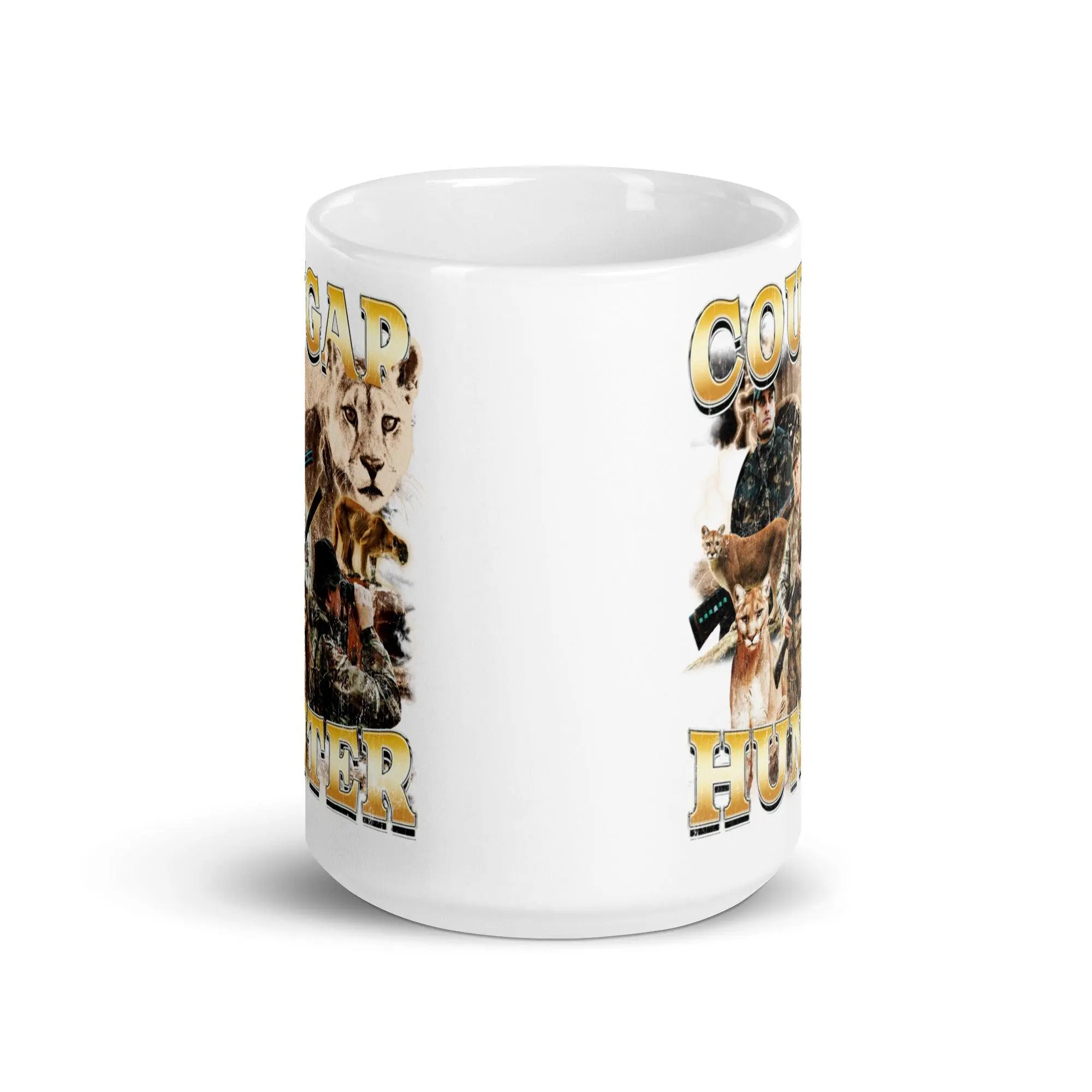 Cougar Hunter White glossy mug - Image 8