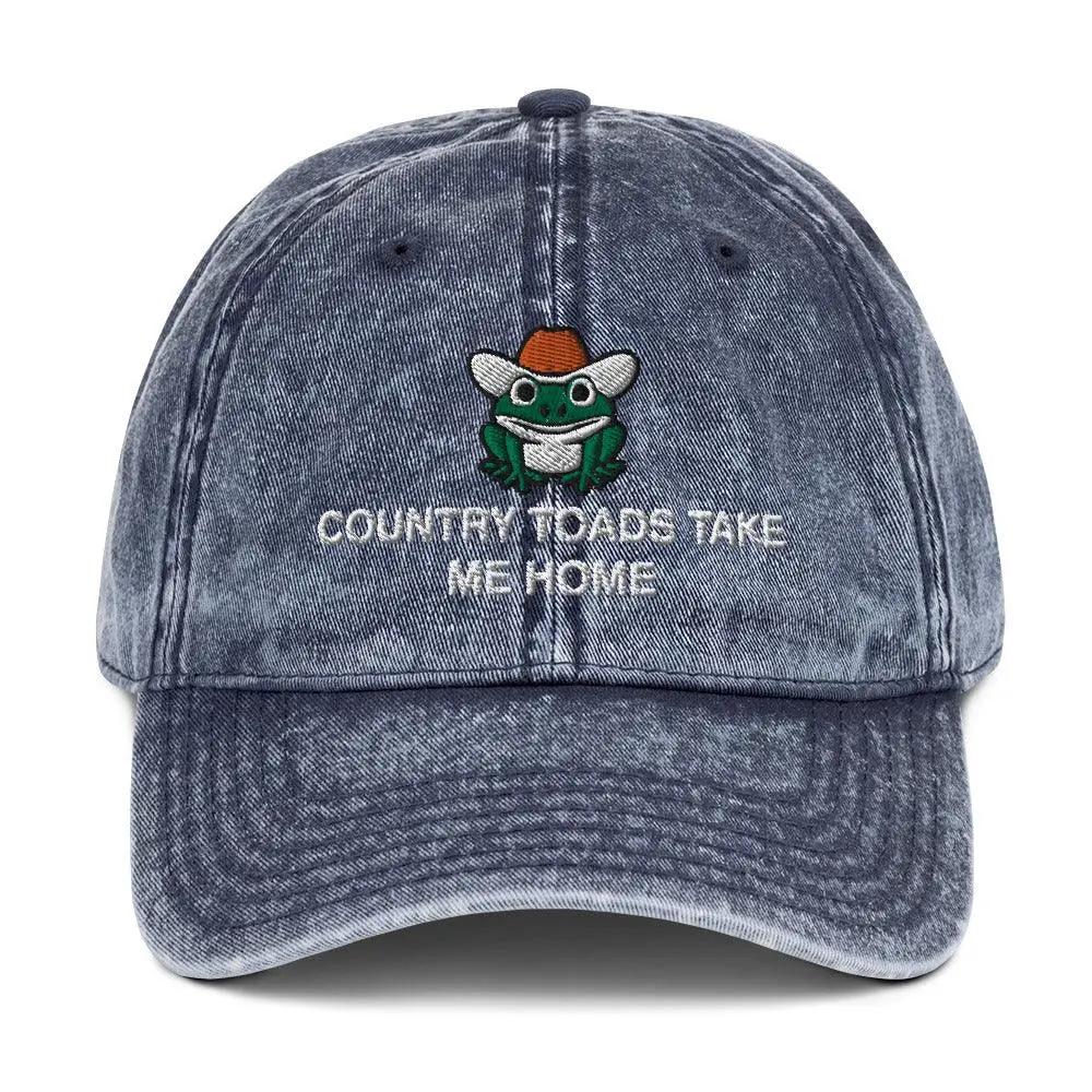 Country Toads Take Me Home Vintage Cotton Twill Cap - Image 7