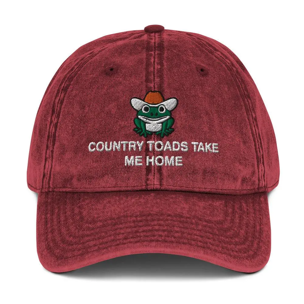 Country Toads Take Me Home Vintage Cotton Twill Cap - Image 8