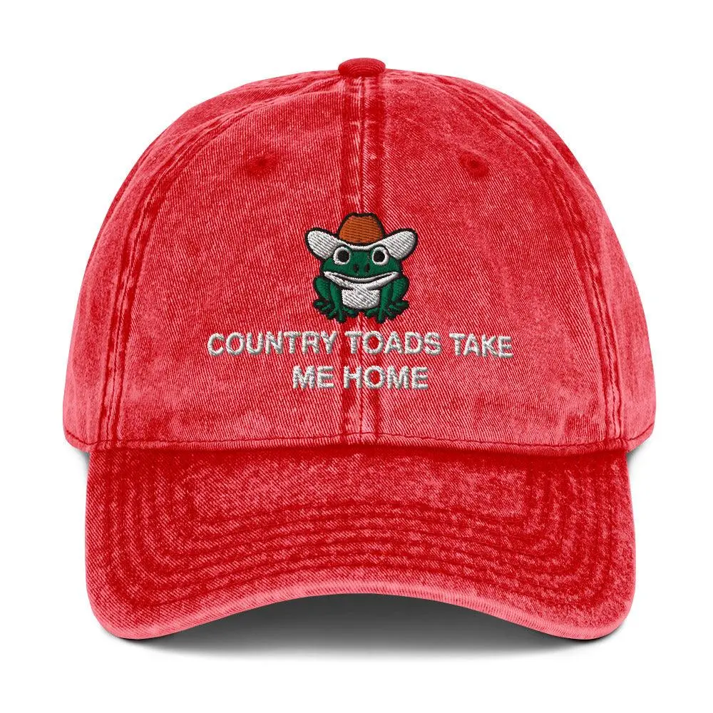 Country Toads Take Me Home Vintage Cotton Twill Cap - Image 9