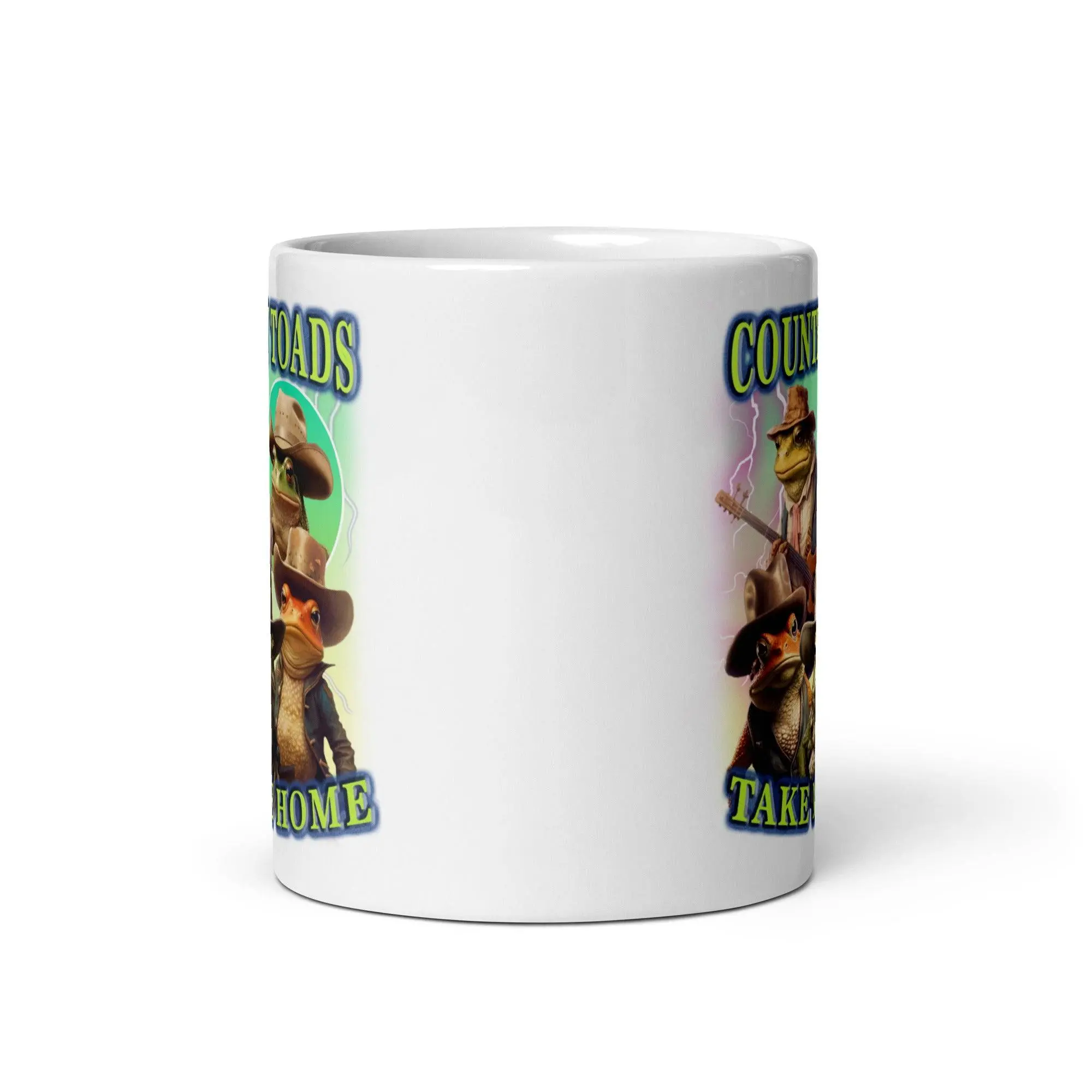 Country Toads Take me Home White glossy mug - Image 5