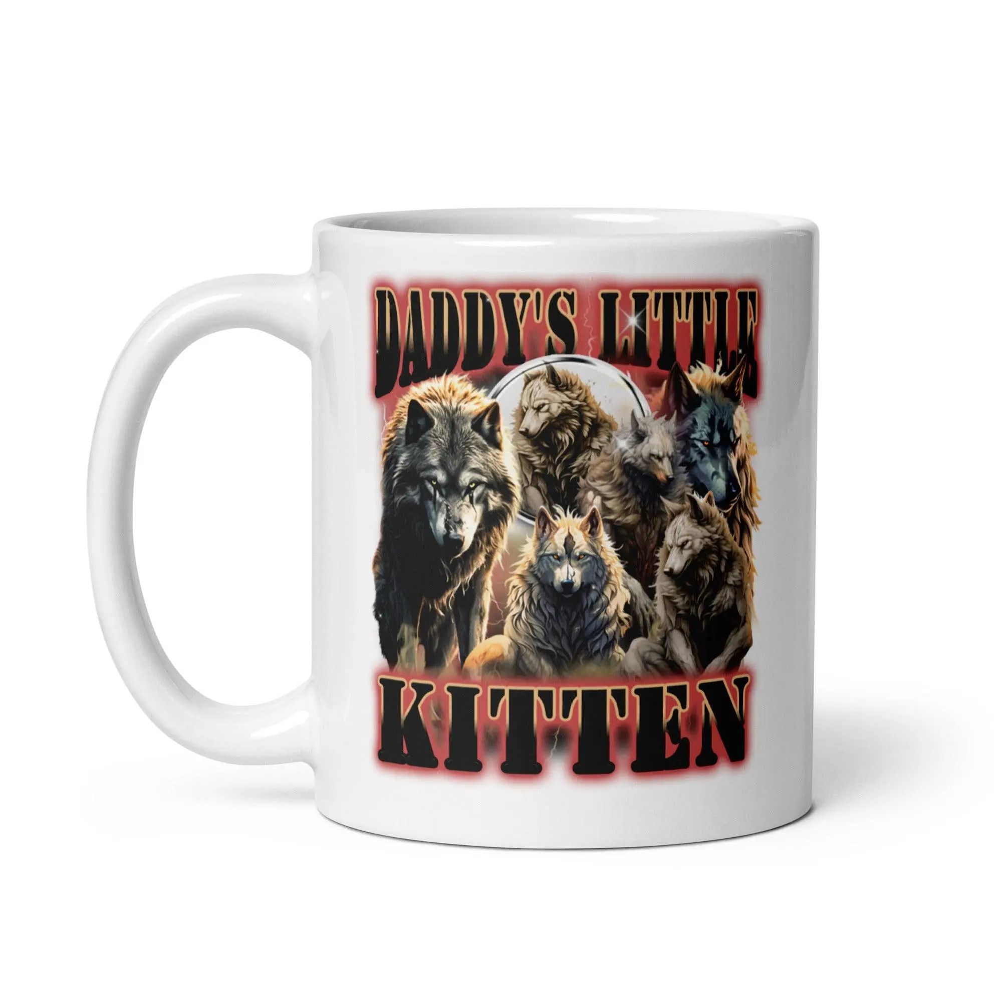 Daddy's Little Kitten White glossy mug - Image 3