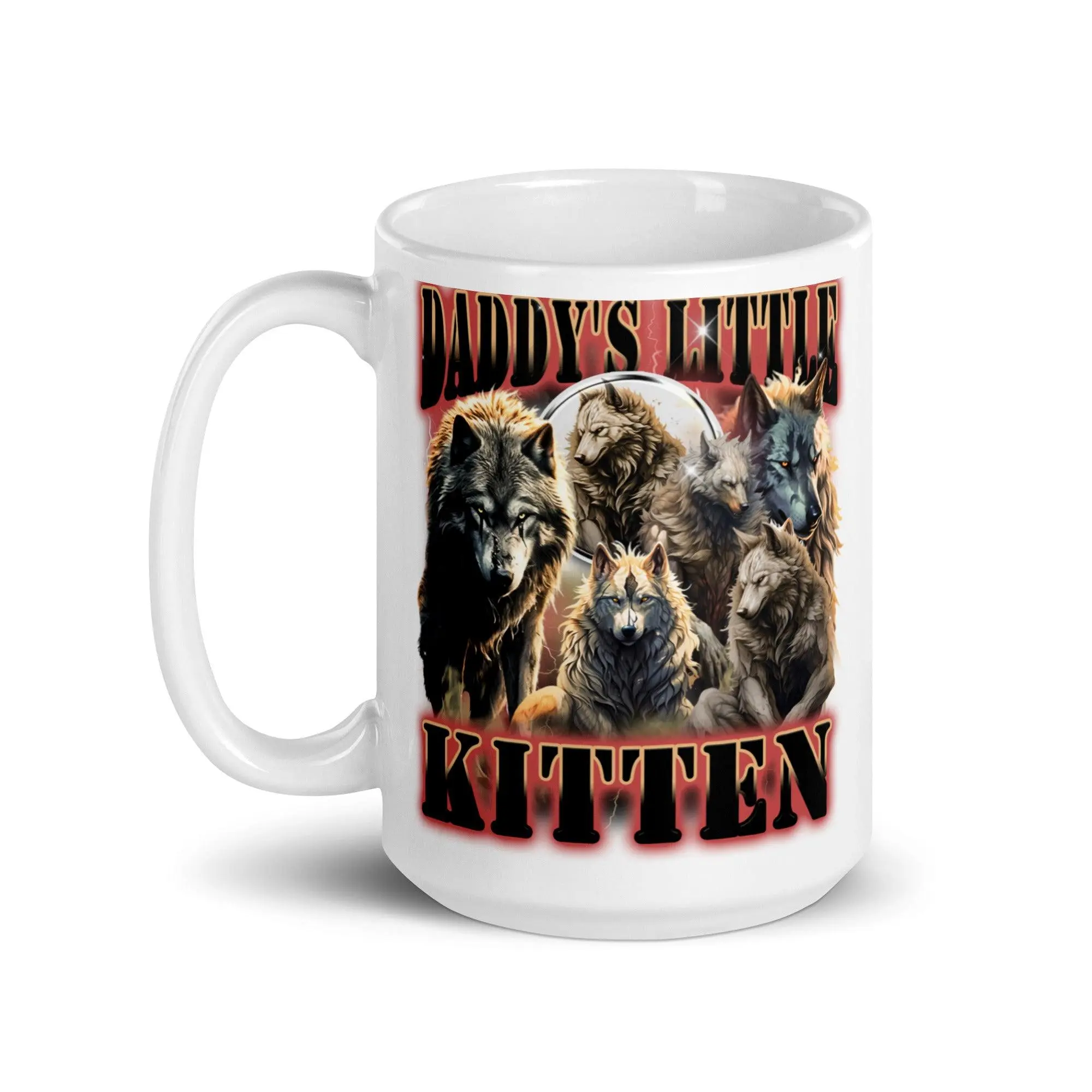 Daddy's Little Kitten White glossy mug - Image 7