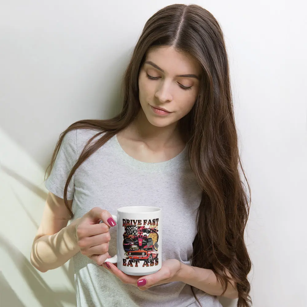 Drive Fast Eat Ass White glossy mug - Image 5