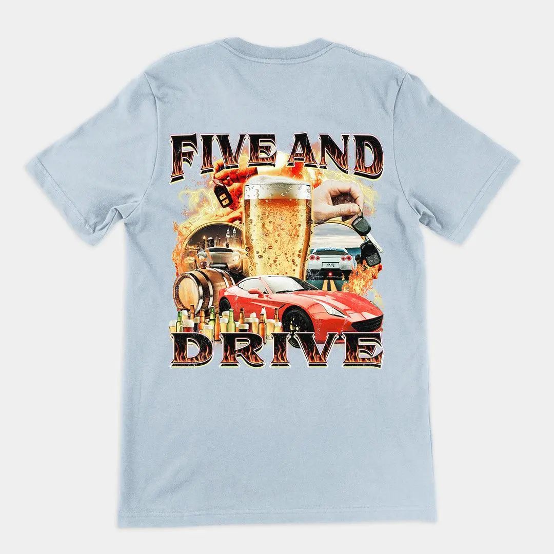 Five and Drive t-shirt (backprint) - Image 4
