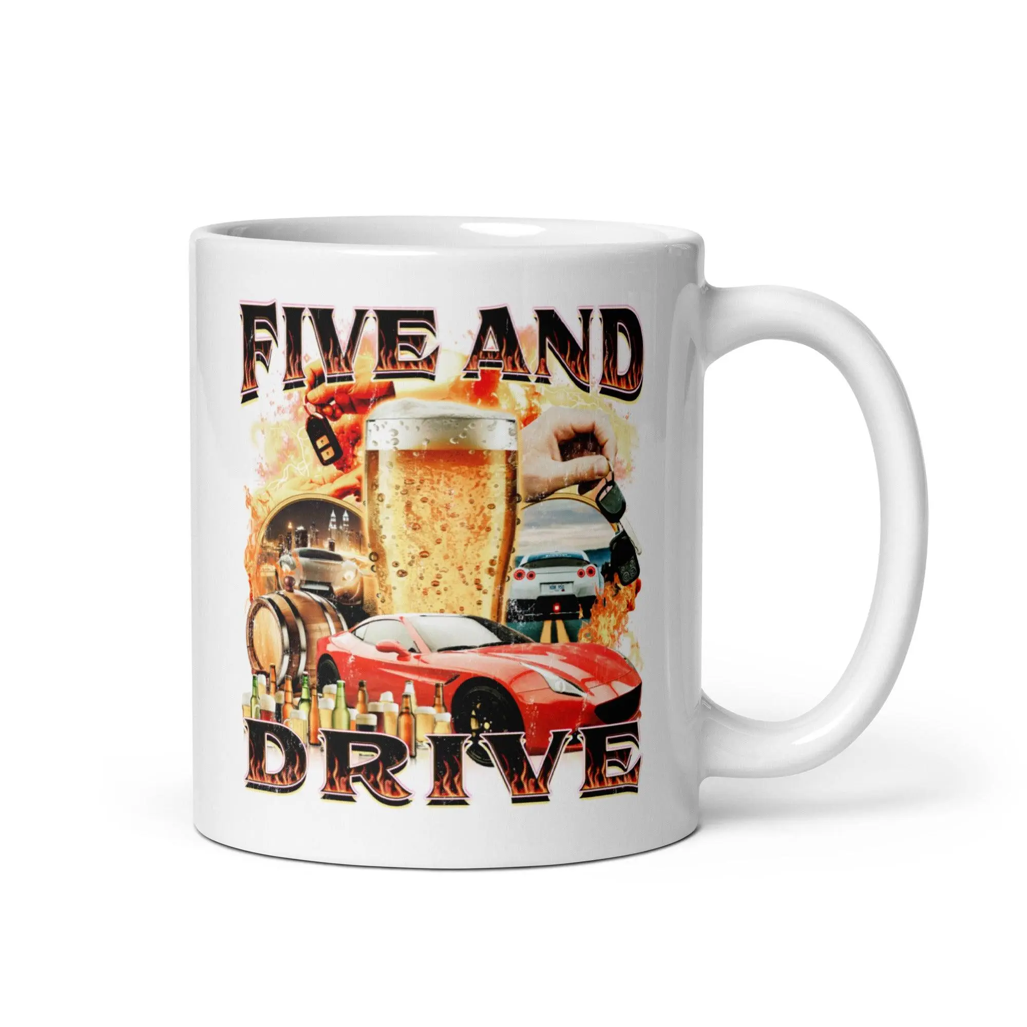 Five and Drive White glossy mug - Image 2