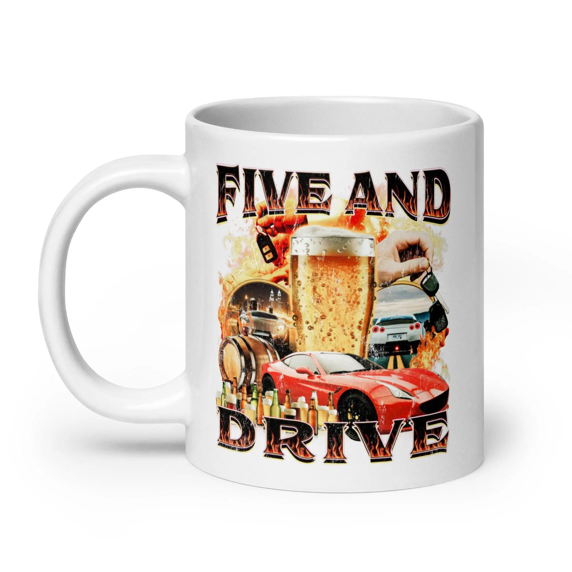 Five and Drive White glossy mug - Image 9