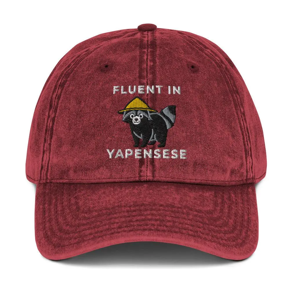 Fluent in Yapensese Vintage Cotton Twill Cap - Image 8