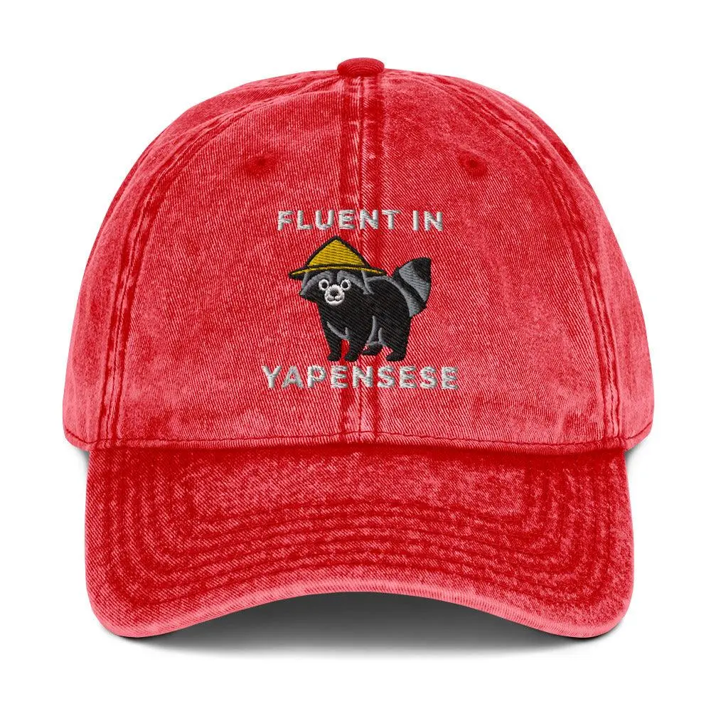 Fluent in Yapensese Vintage Cotton Twill Cap - Image 9