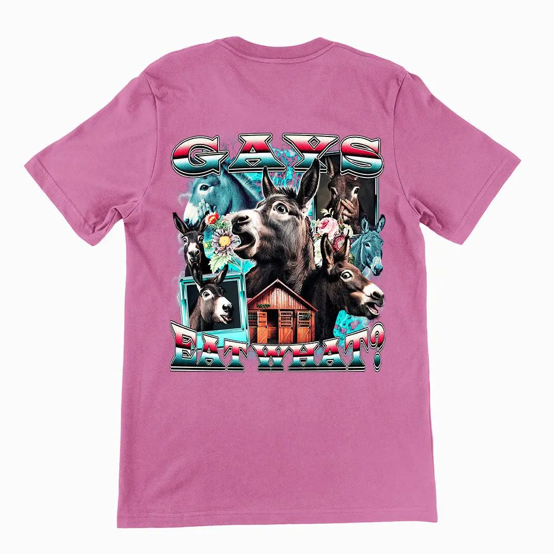 Gays Eat What (donkeys) t-shirt (backprint) - Image 2
