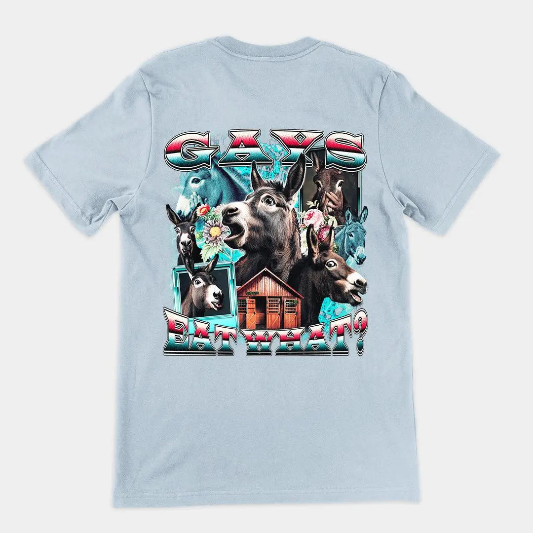 Gays Eat What (donkeys) t-shirt (backprint) - Image 4