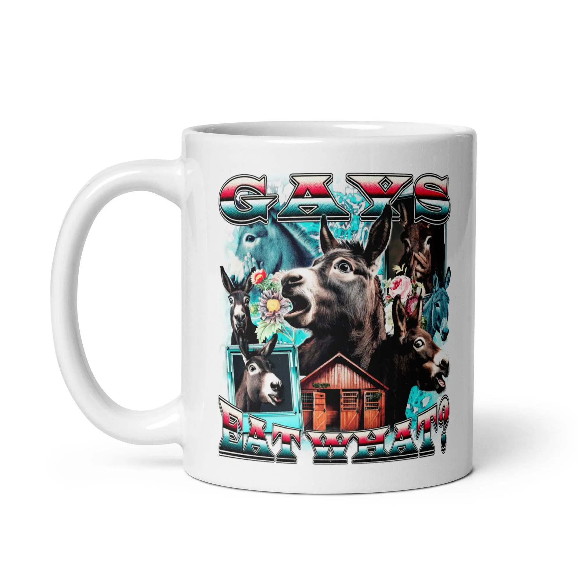 Gays Eat What (donkeys) White glossy mug - Image 2