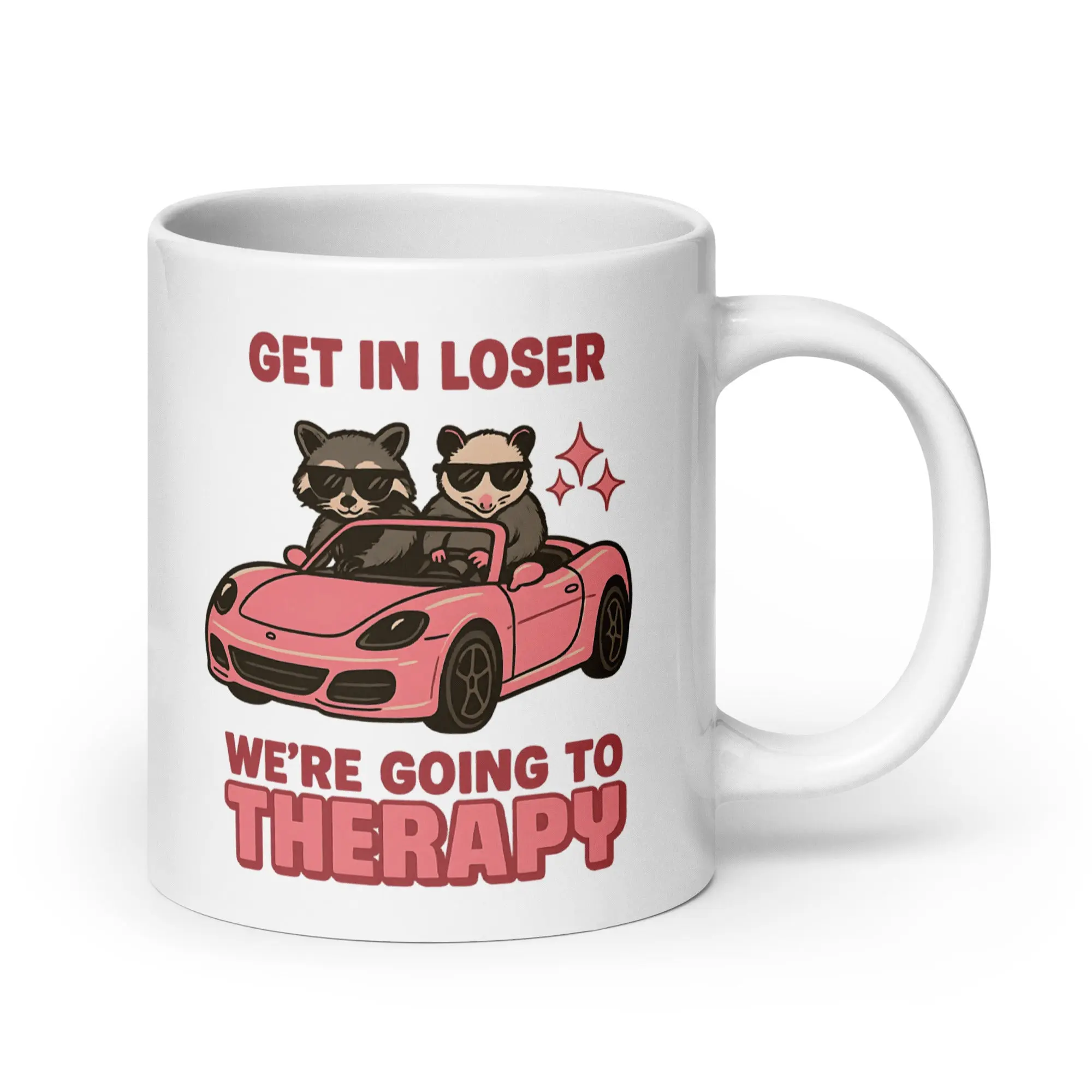 Get in Loser We're Going to Therapy White glossy mug - Image 6