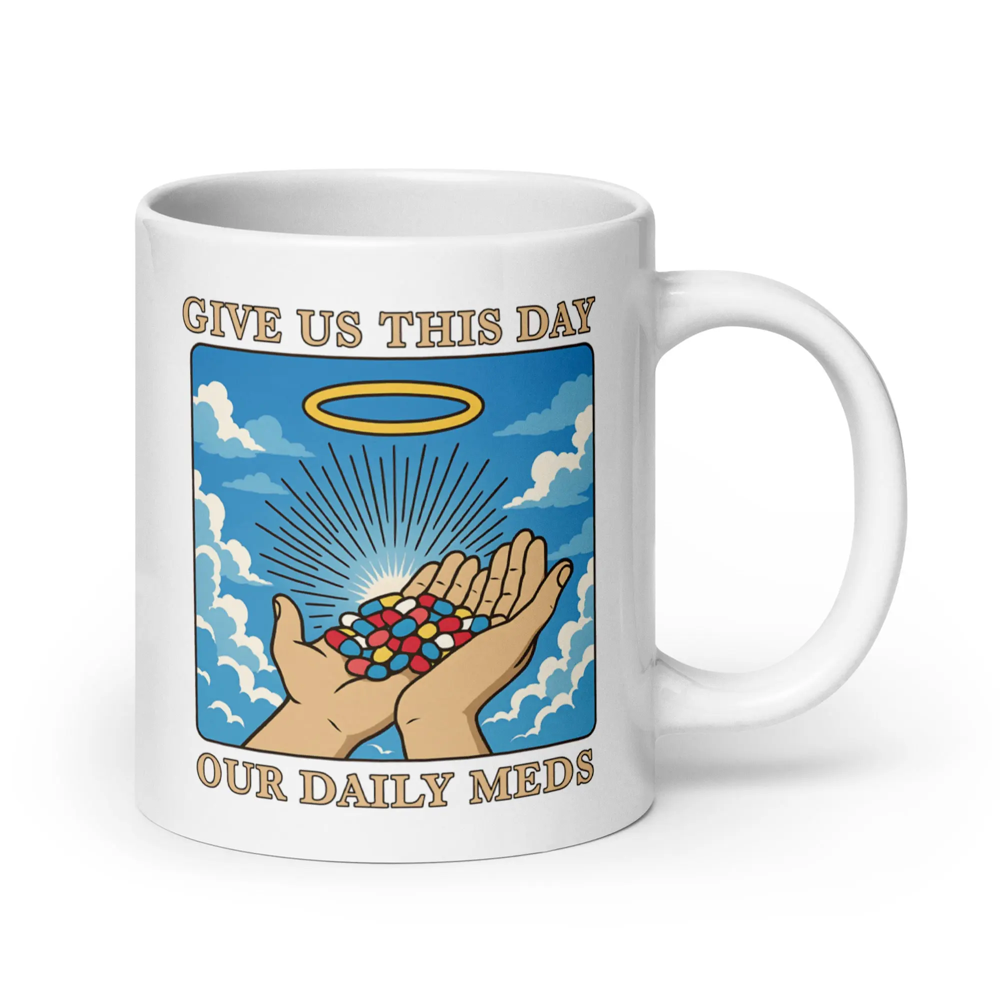 Give us this Day Our Daily Meds White glossy mug - Image 6