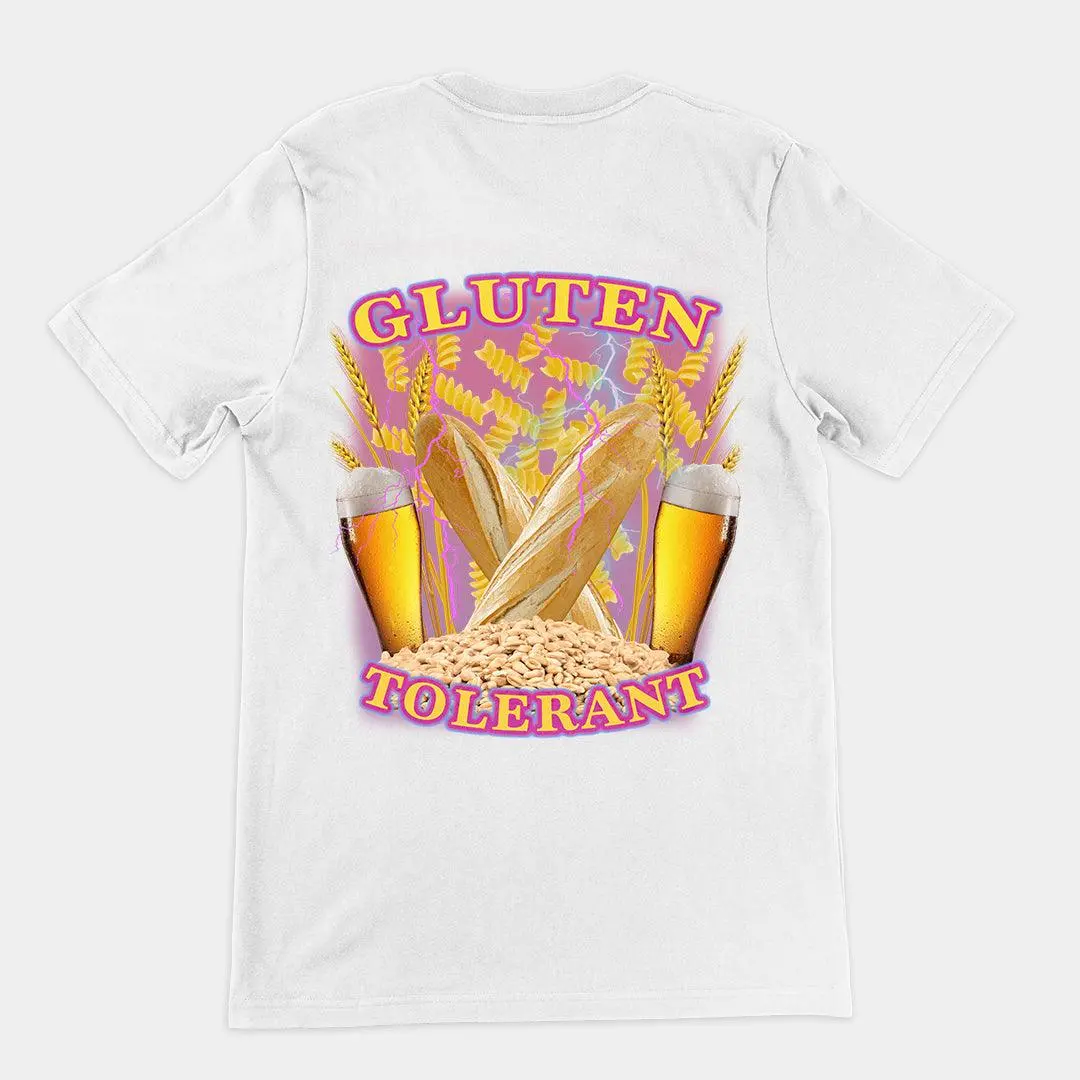 Gluten Tolerant (OG design) t-shirt (backprint) - Image 6