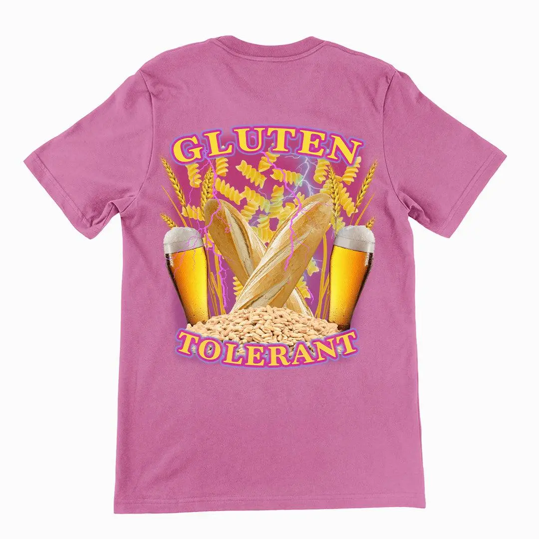 Gluten Tolerant (OG design) t-shirt (backprint) - Image 8
