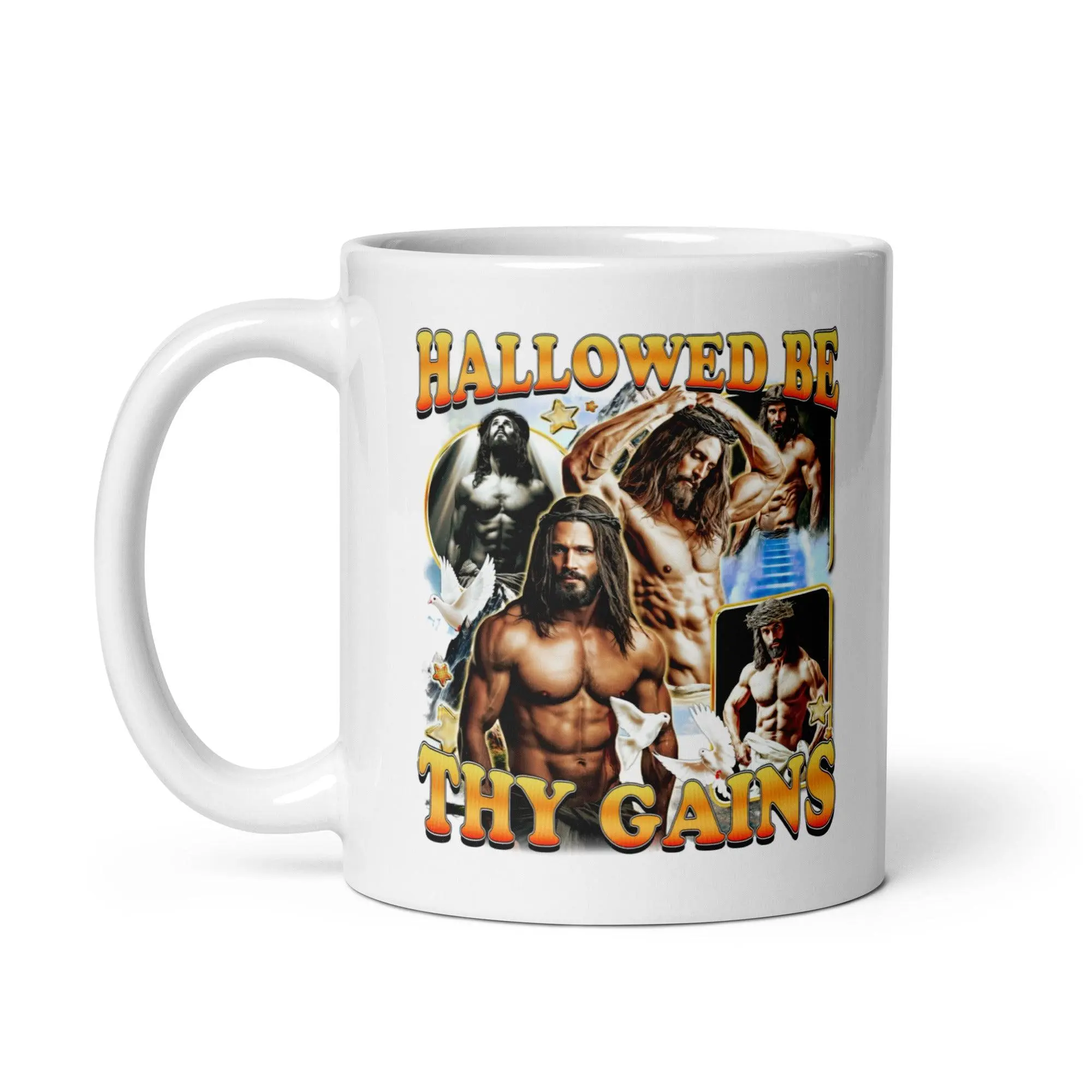 Hallowed be thy Gains White glossy mug - Image 2