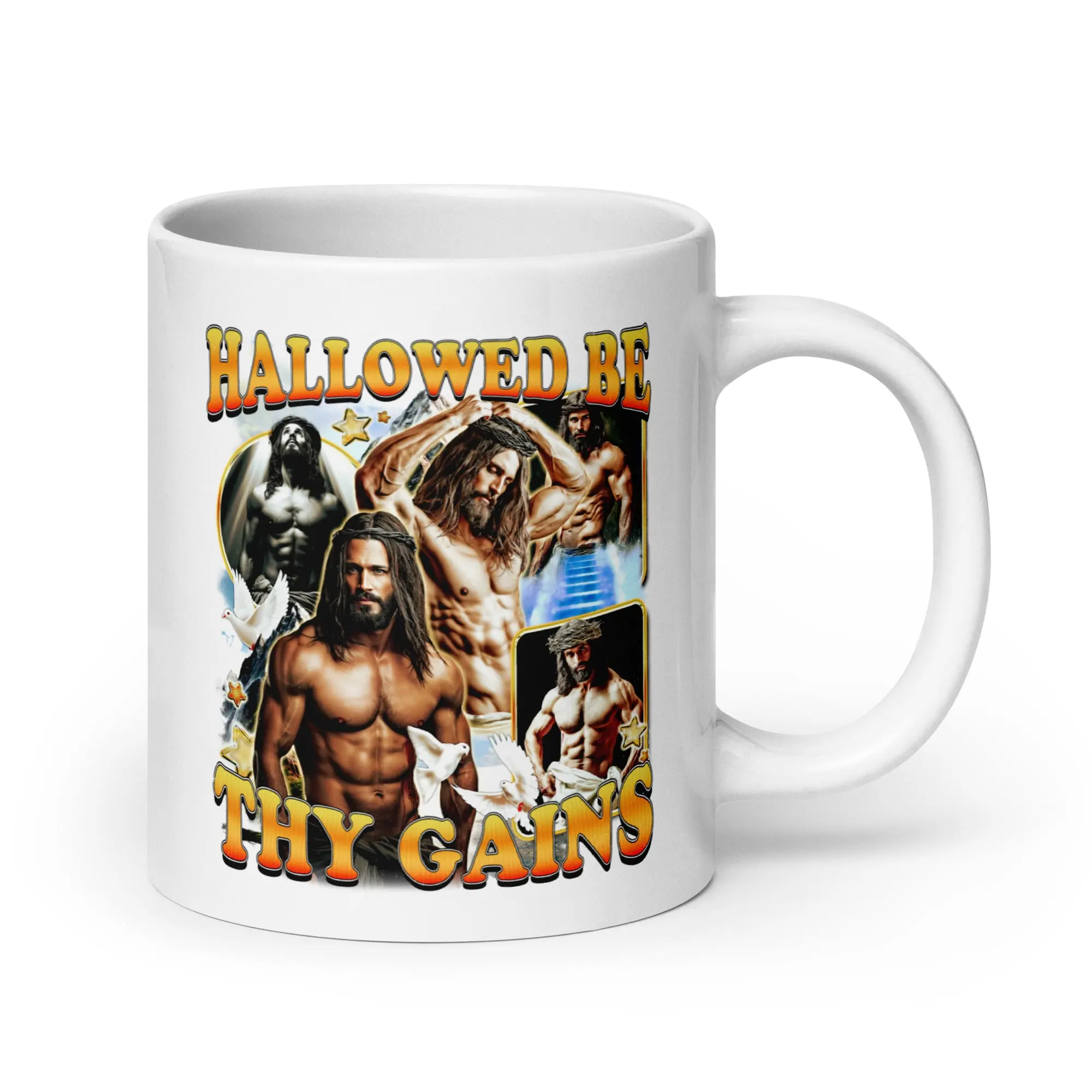 Hallowed be thy Gains White glossy mug - Image 6