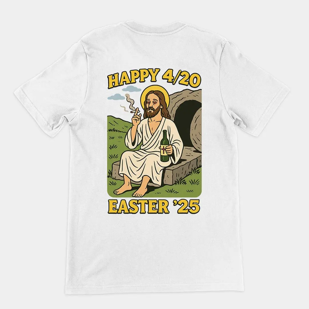Happy 4_20 Easter '25 Jesus T-Shirt (backprint) - Image 6