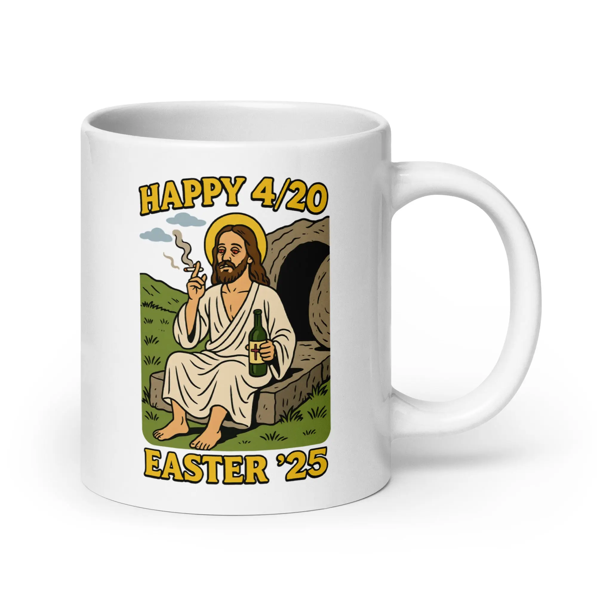Happy 4_20 Easter '25 Jesus White glossy mug - Image 6