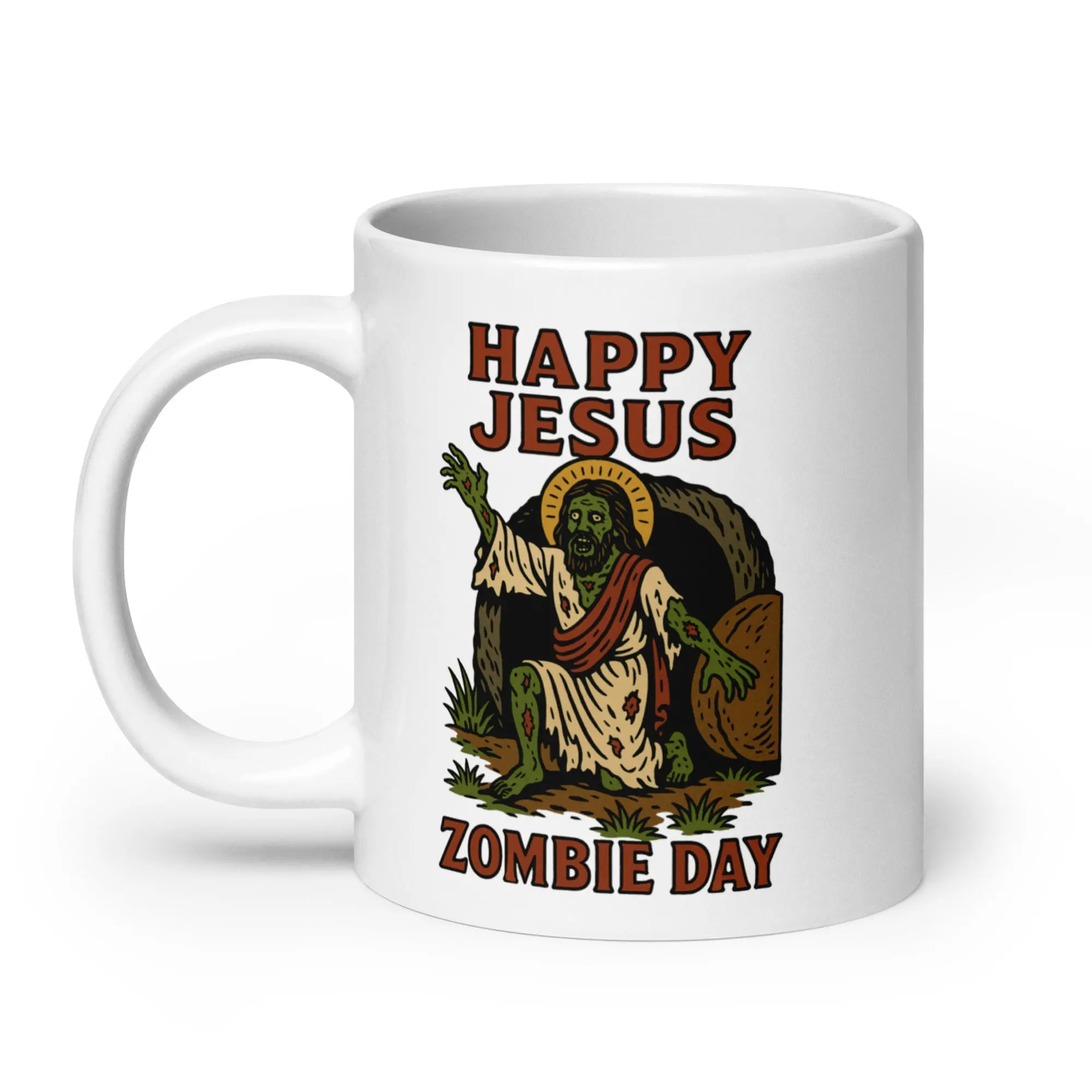 Happy Jesus Zombie Day White glossy mug - Image 7