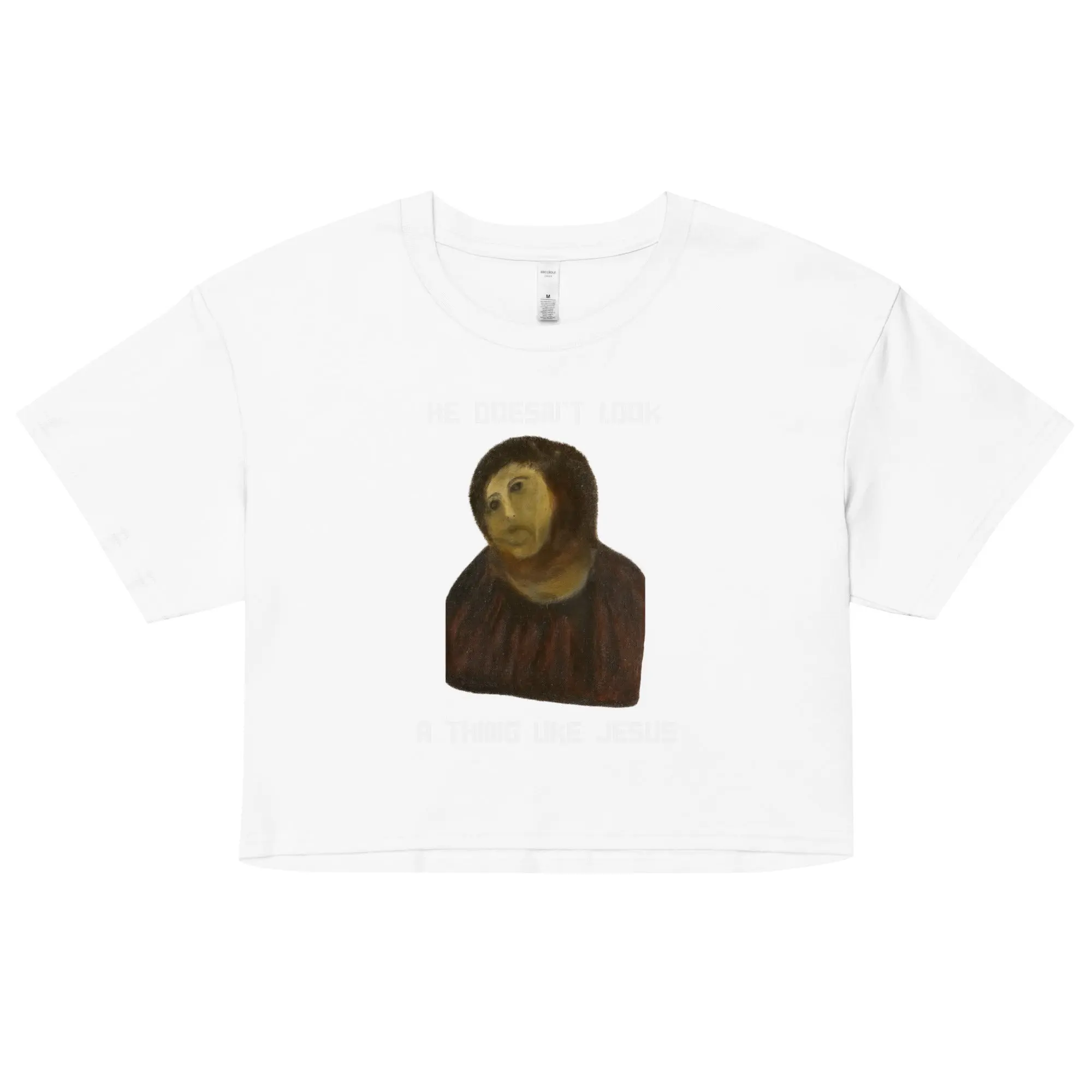 He doesn't look a thing like Jesus Women’s crop top - Image 5