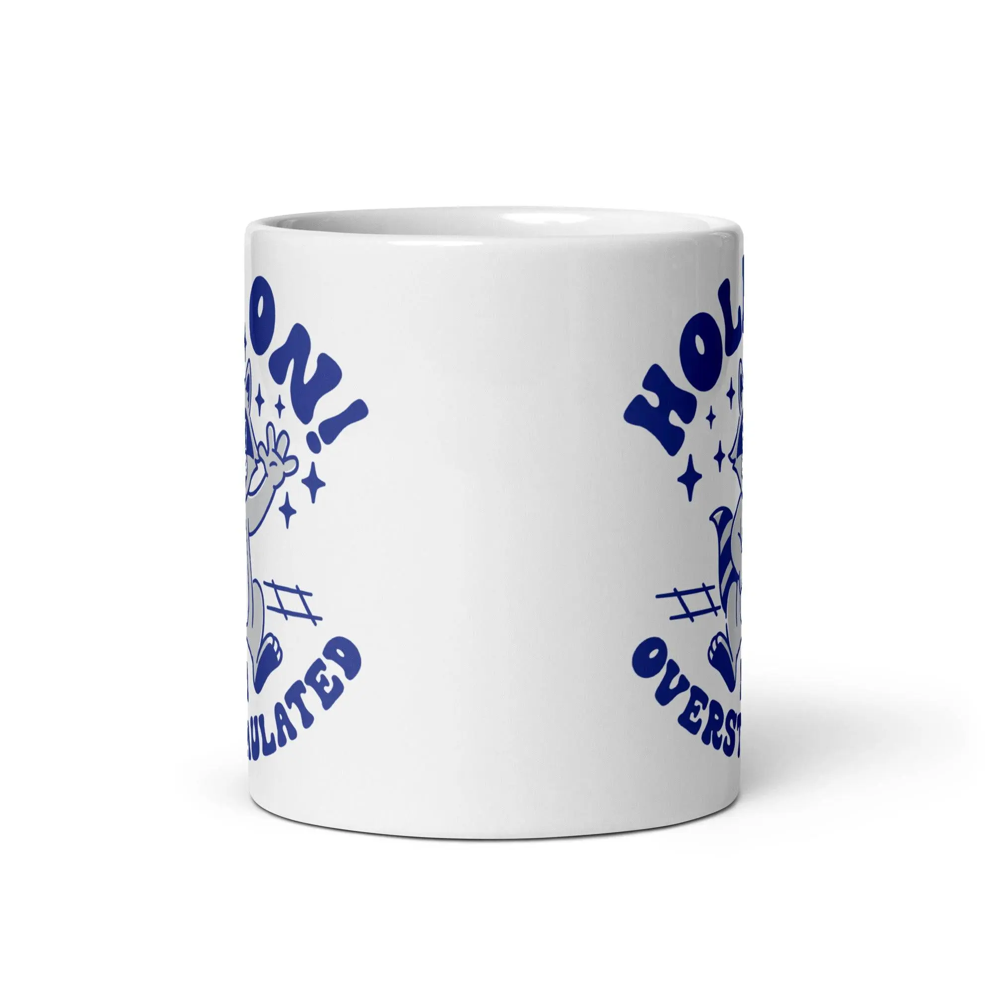 Hold on I'm Overstimulated White glossy mug - Image 5