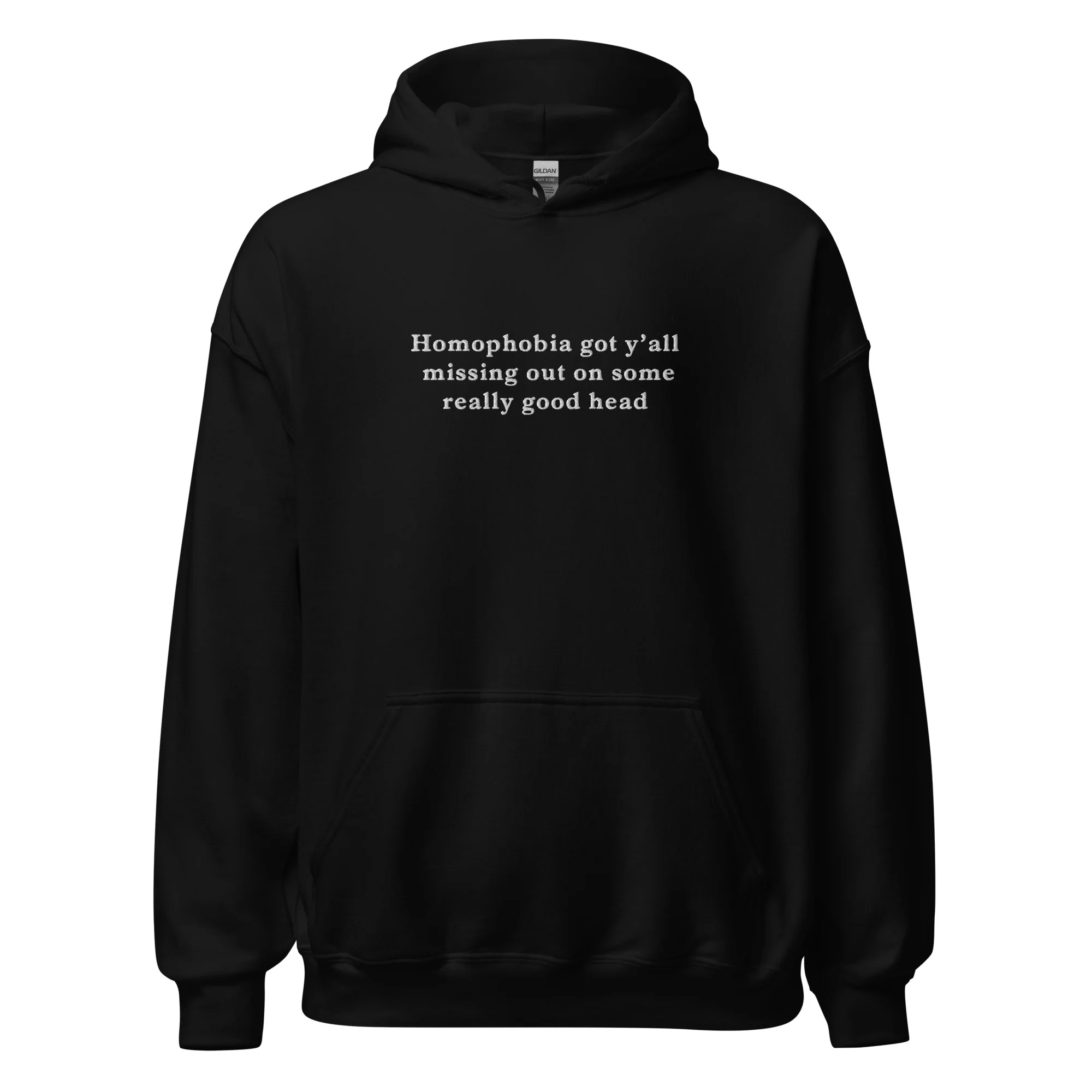 Homophobia got y'all missing out on some really good head (embroidered) Hoodie - Image 2