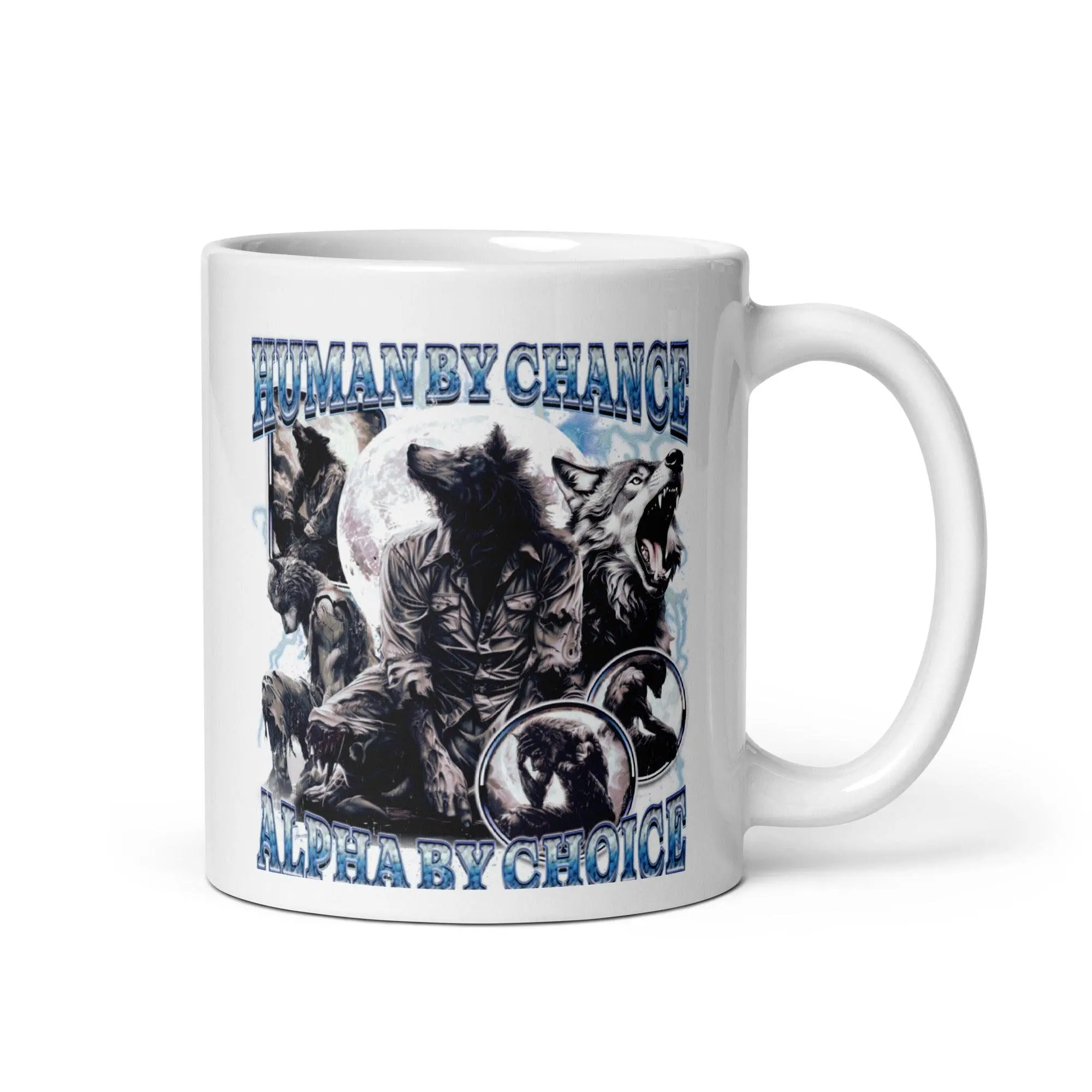 Human by Chance Alpha by Choice White glossy mug - Image 2