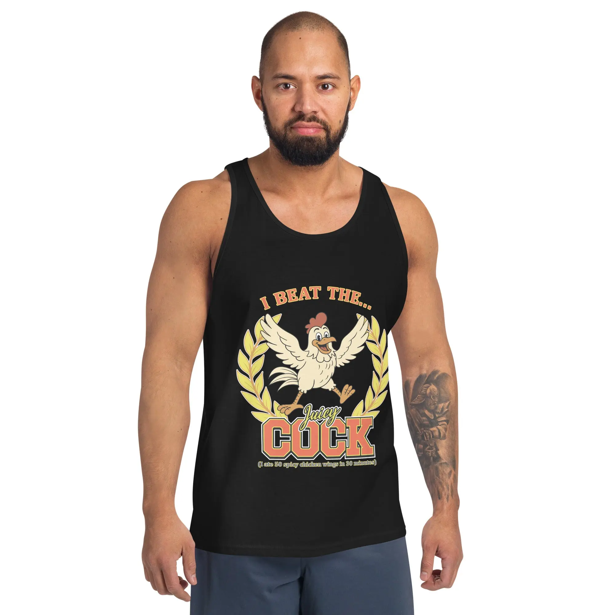 I beat the juicy cock (I ate 50 spicy chicken wings in 30 minutes) Tank Top - Image 4