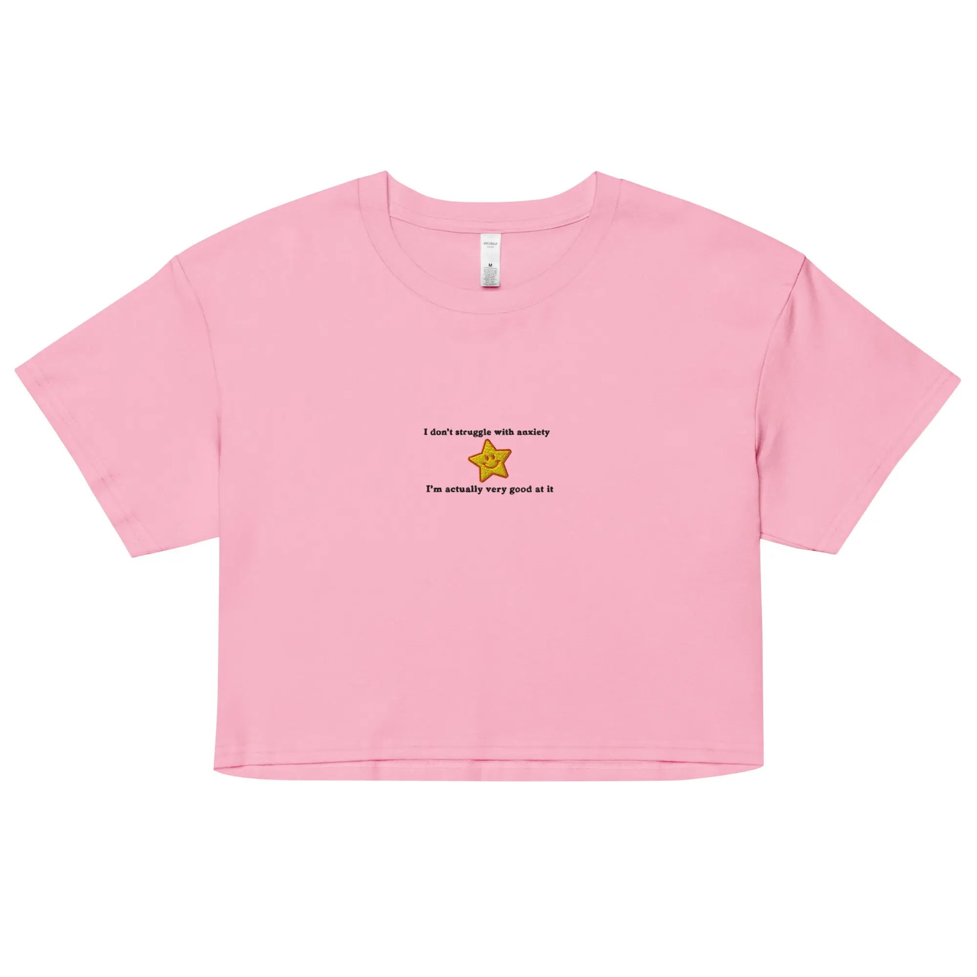 I don't struggle with anxiety I'm actually very good at it (embroidered) Women’s crop top - Image 2