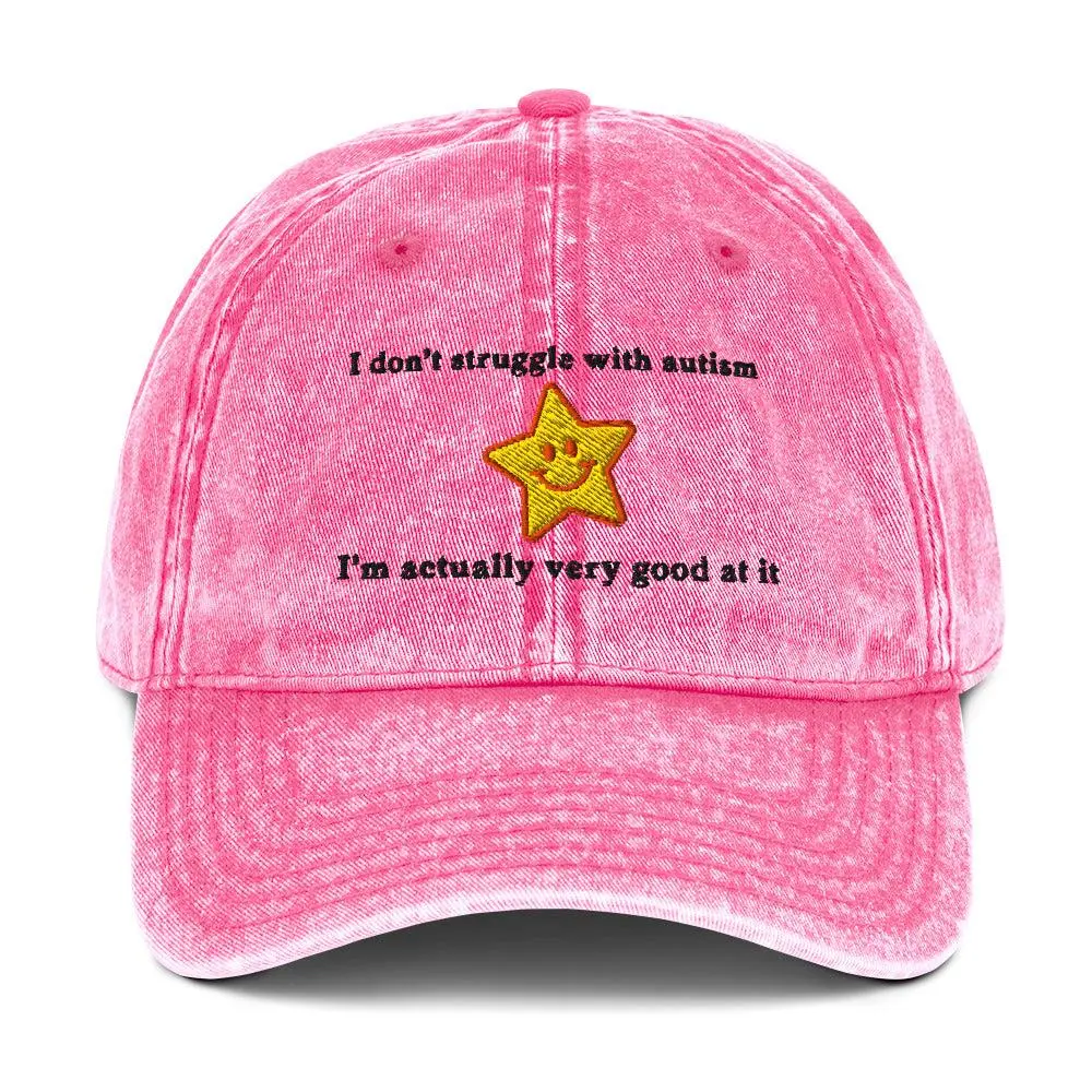 I don't struggle with autism I'm actually very good at it Vintage Cotton Twill Cap - Image 10