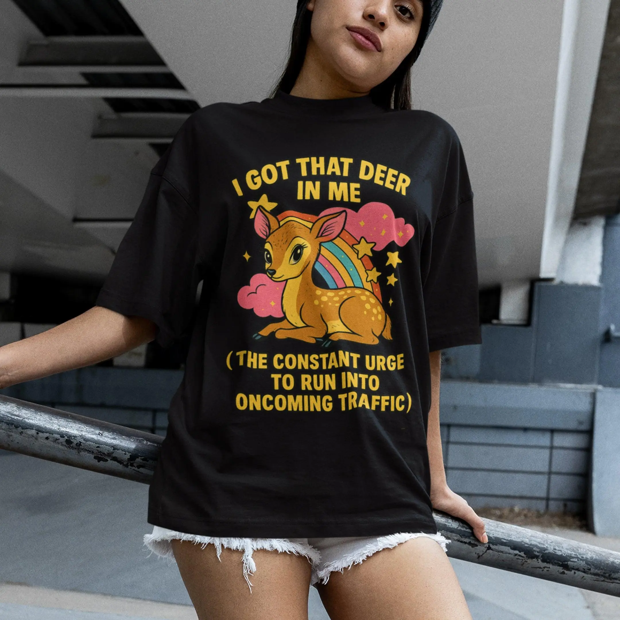 I Got that deer in me (the constant urge to run into upcoming traffic) T-Shirt - Image 7