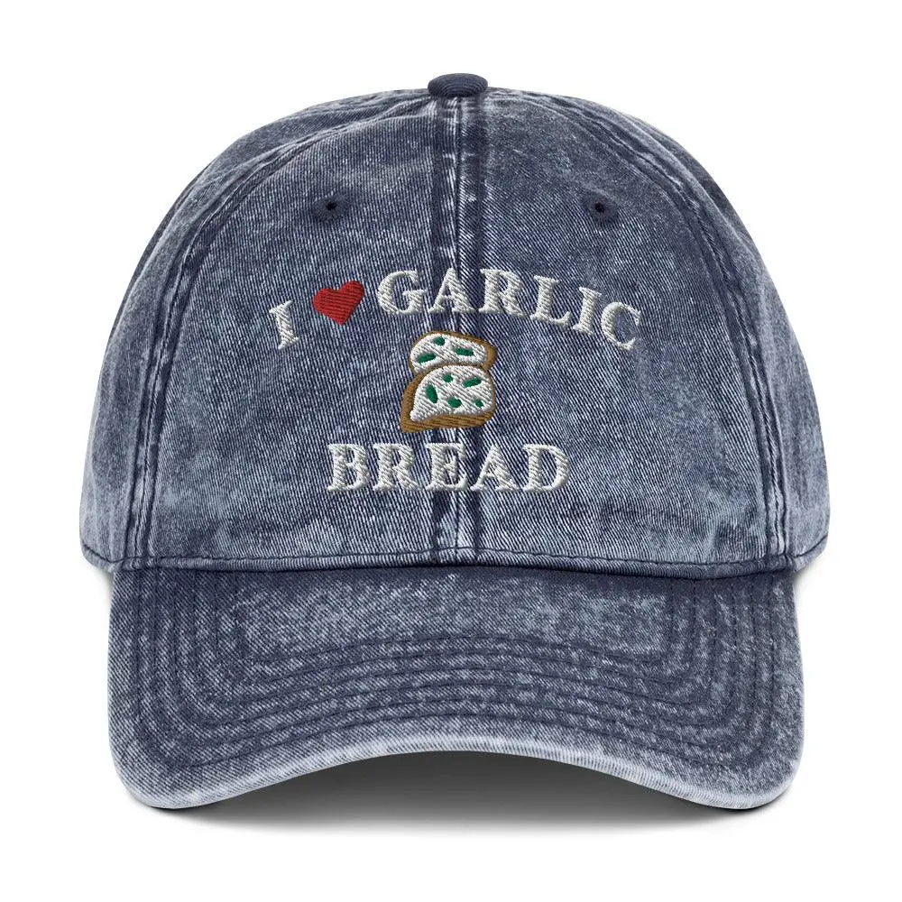 I Heart Garlic Bread Vintage Cotton Twill Cap - Image 7