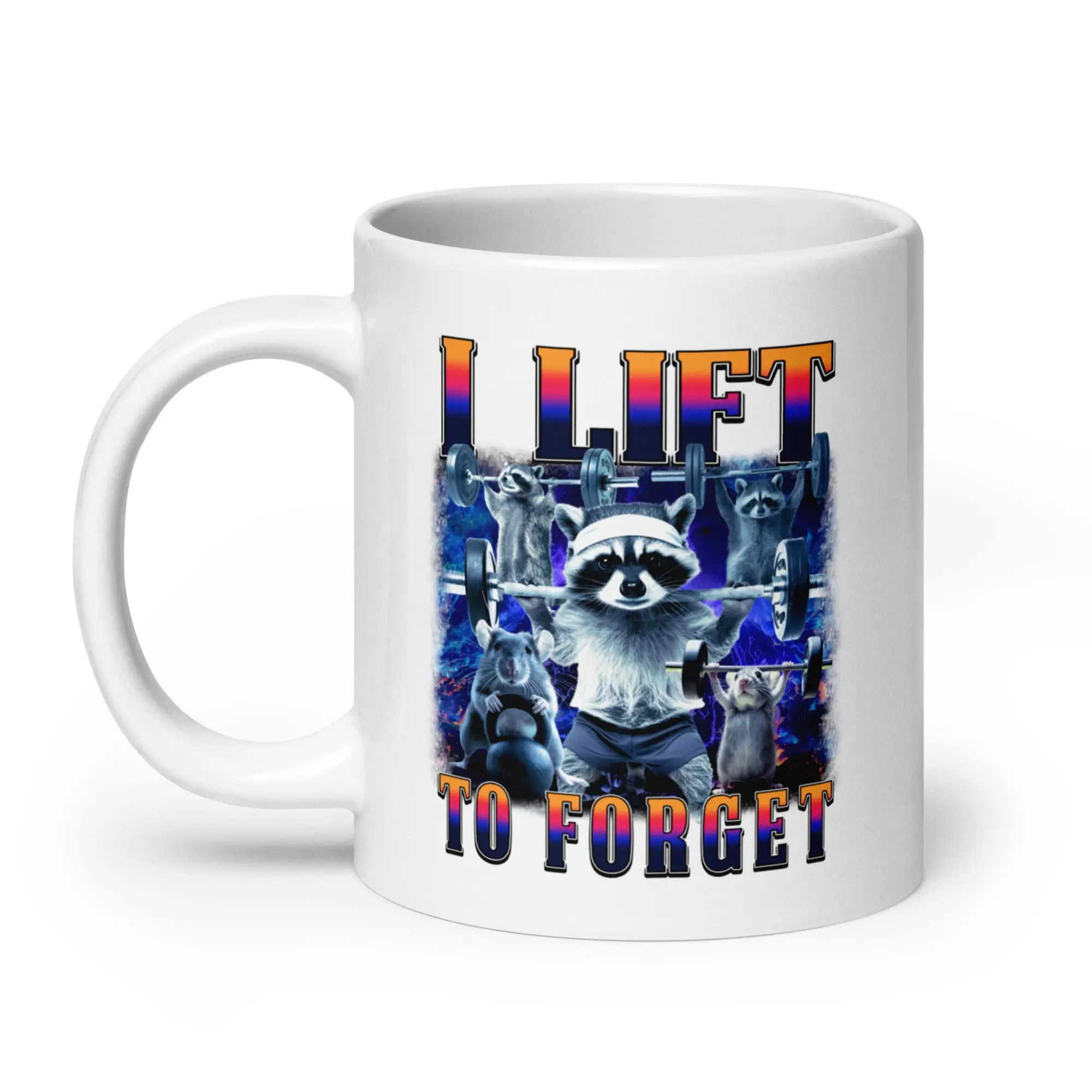 I Lift to Forget White glossy mug - Image 7