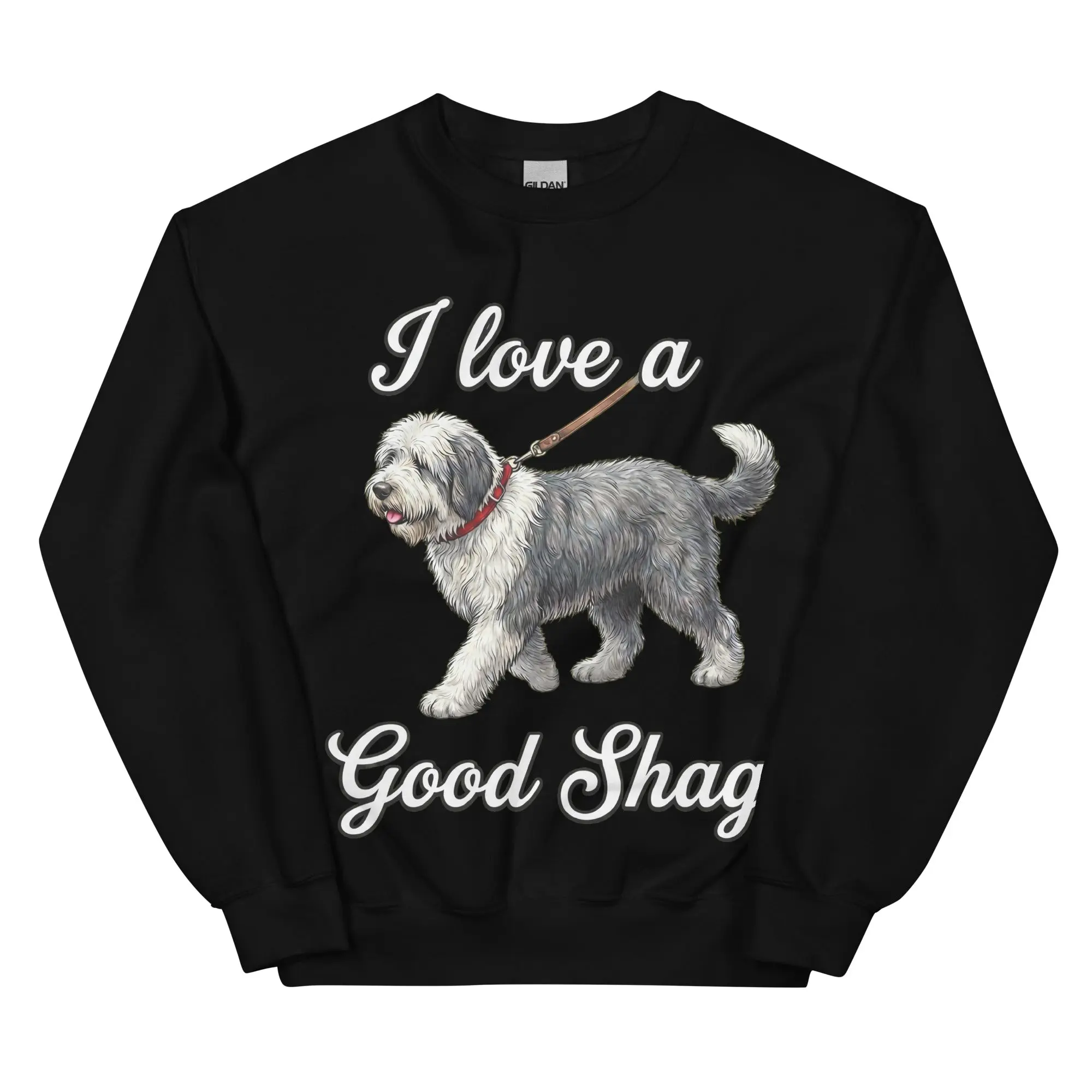 I love a good shag (shaggy dog) sweatshirt