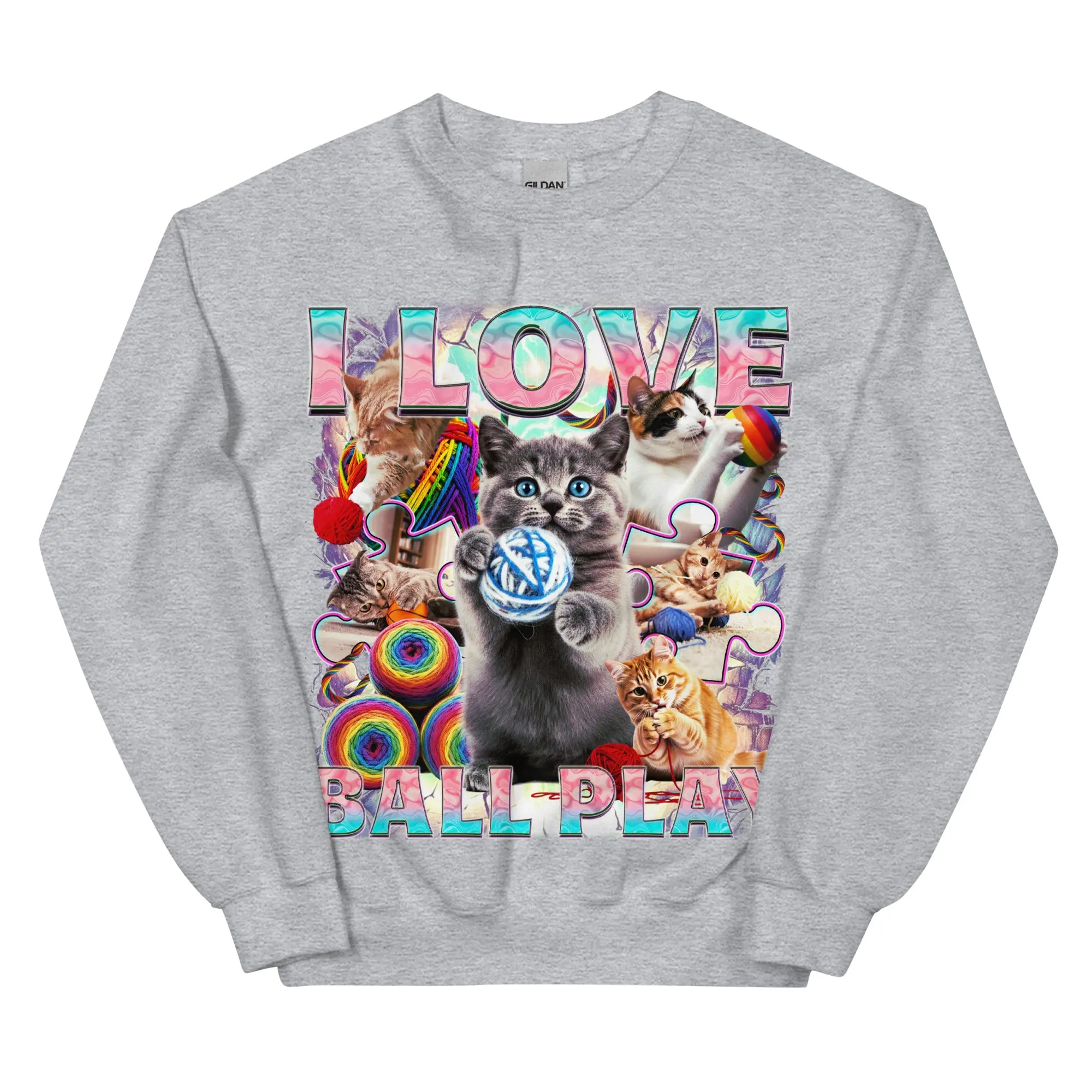 I love ball play (cats) sweatshirt - Image 7