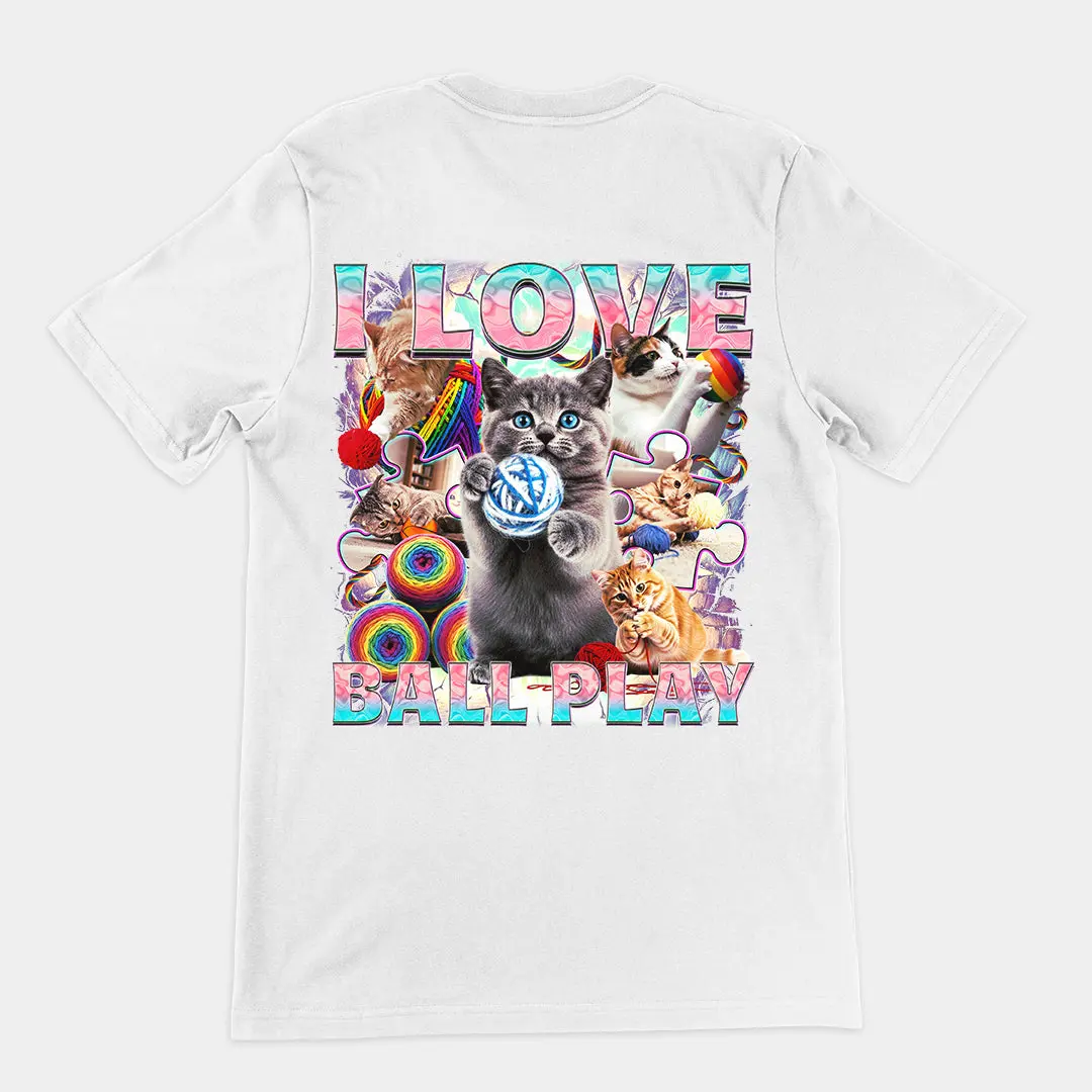 I love ball play (cats) T-Shirt (backprint) - Image 6