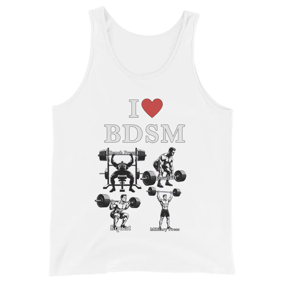 I love BDSM (bench press, deadlift, squats, military press) Hoodie Tank Top - Image 2