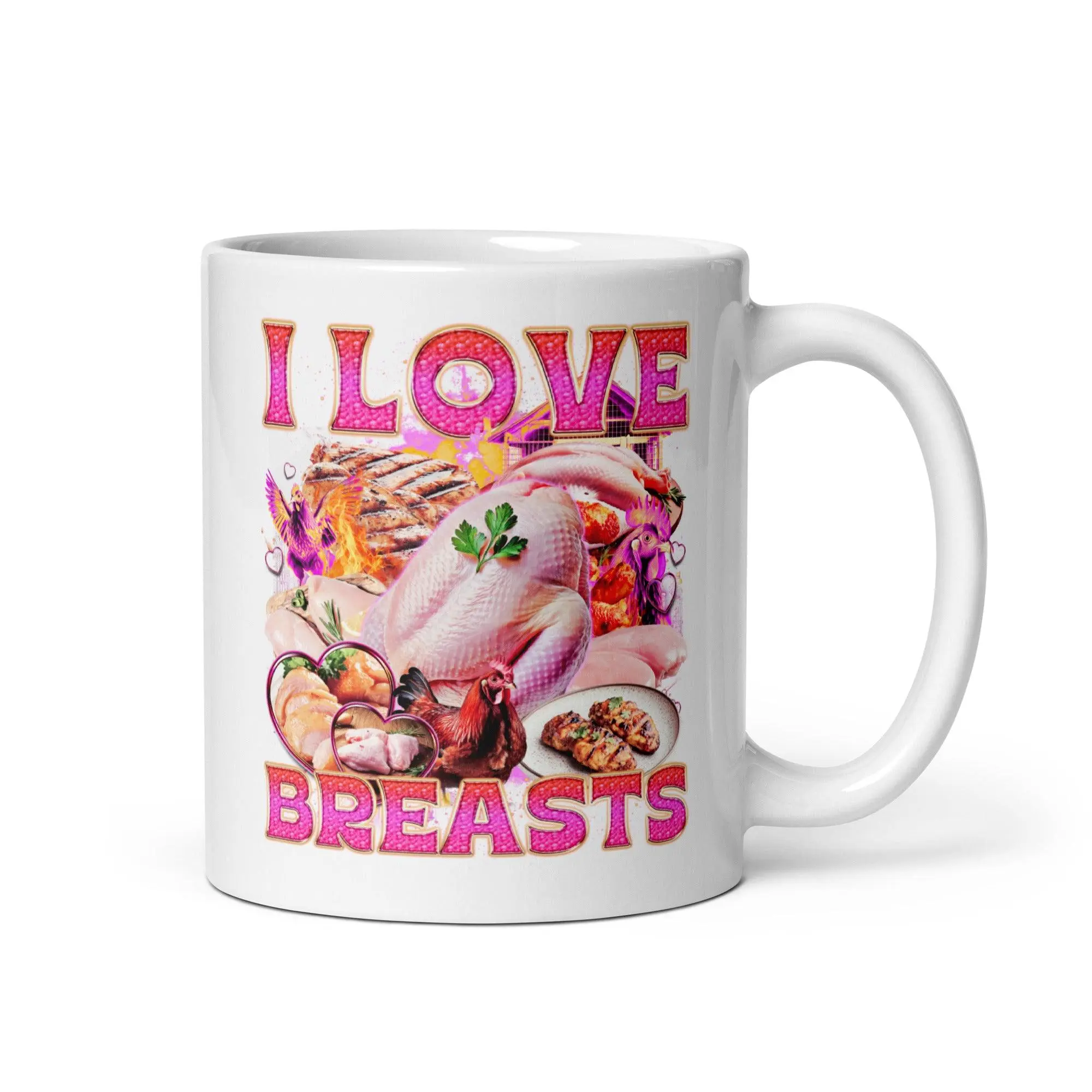 I Love Breasts White glossy mug